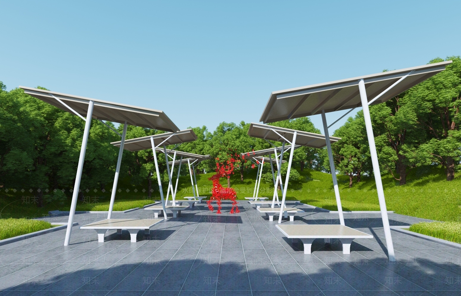 现代廊架3D模型下载【ID:1113356063】