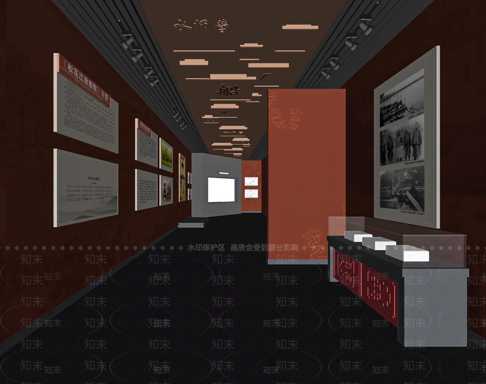 新中式党建展厅SU模型下载【ID:1113366414】