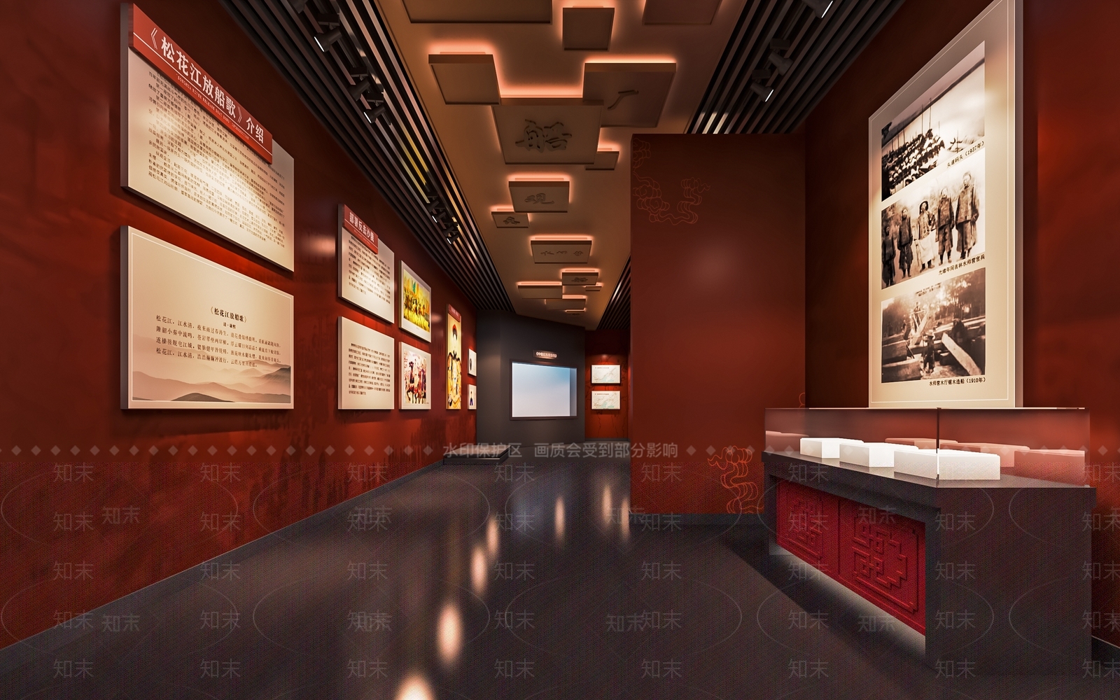 新中式党建展厅SU模型下载【ID:1113366414】