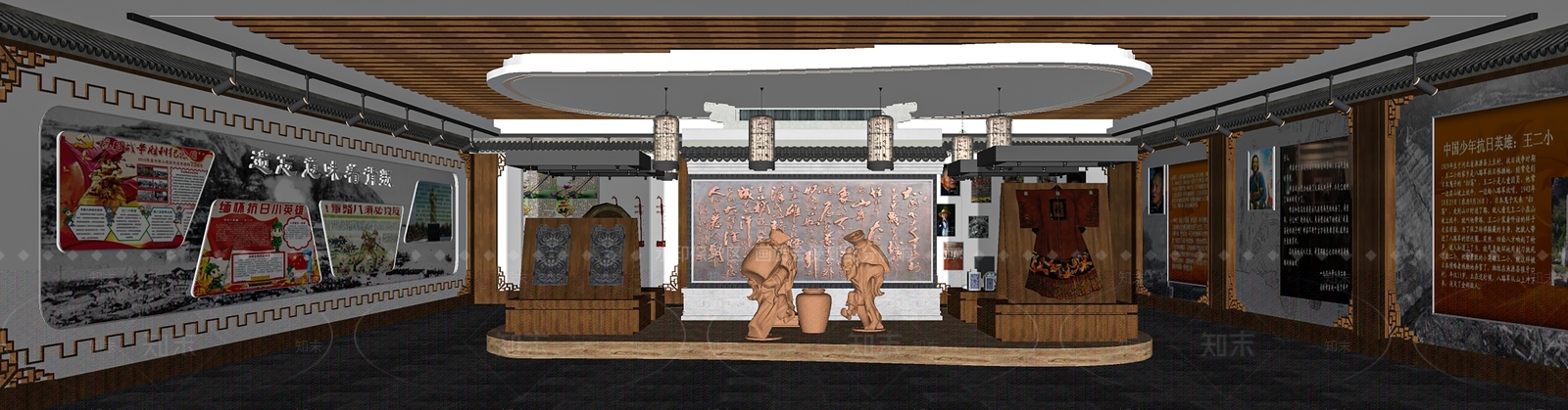 现代党建展厅SU模型下载【ID:1113386202】