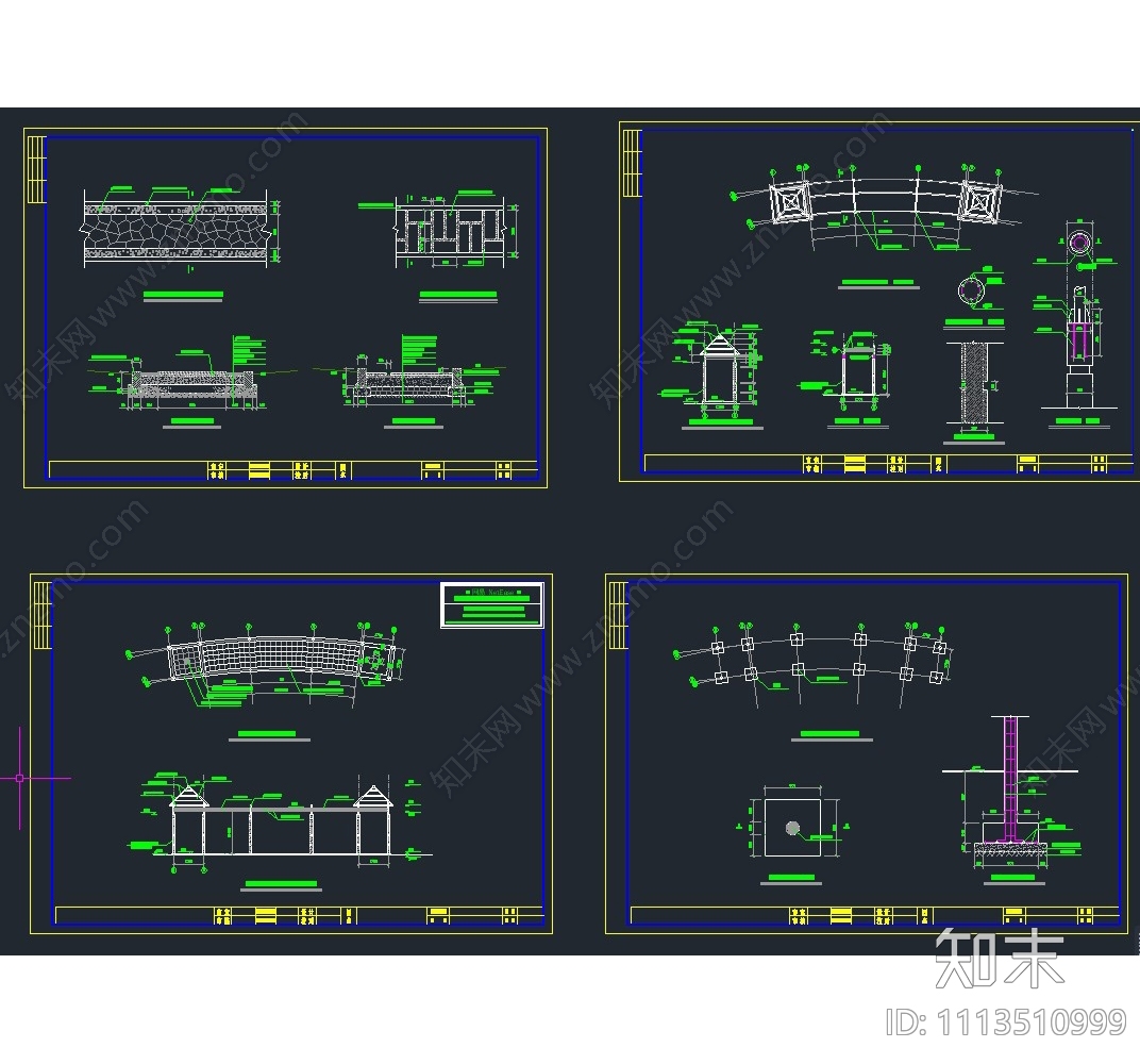 休息廊架及园路施工图cad施工图下载【ID:1113510999】