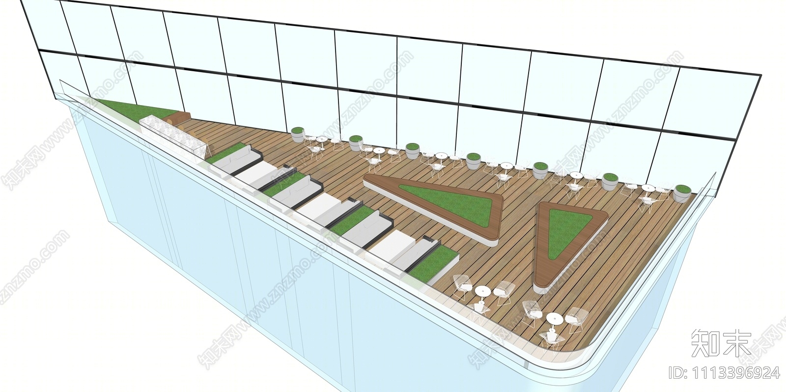 现代屋顶花园景观SU模型下载【ID:1113396924】