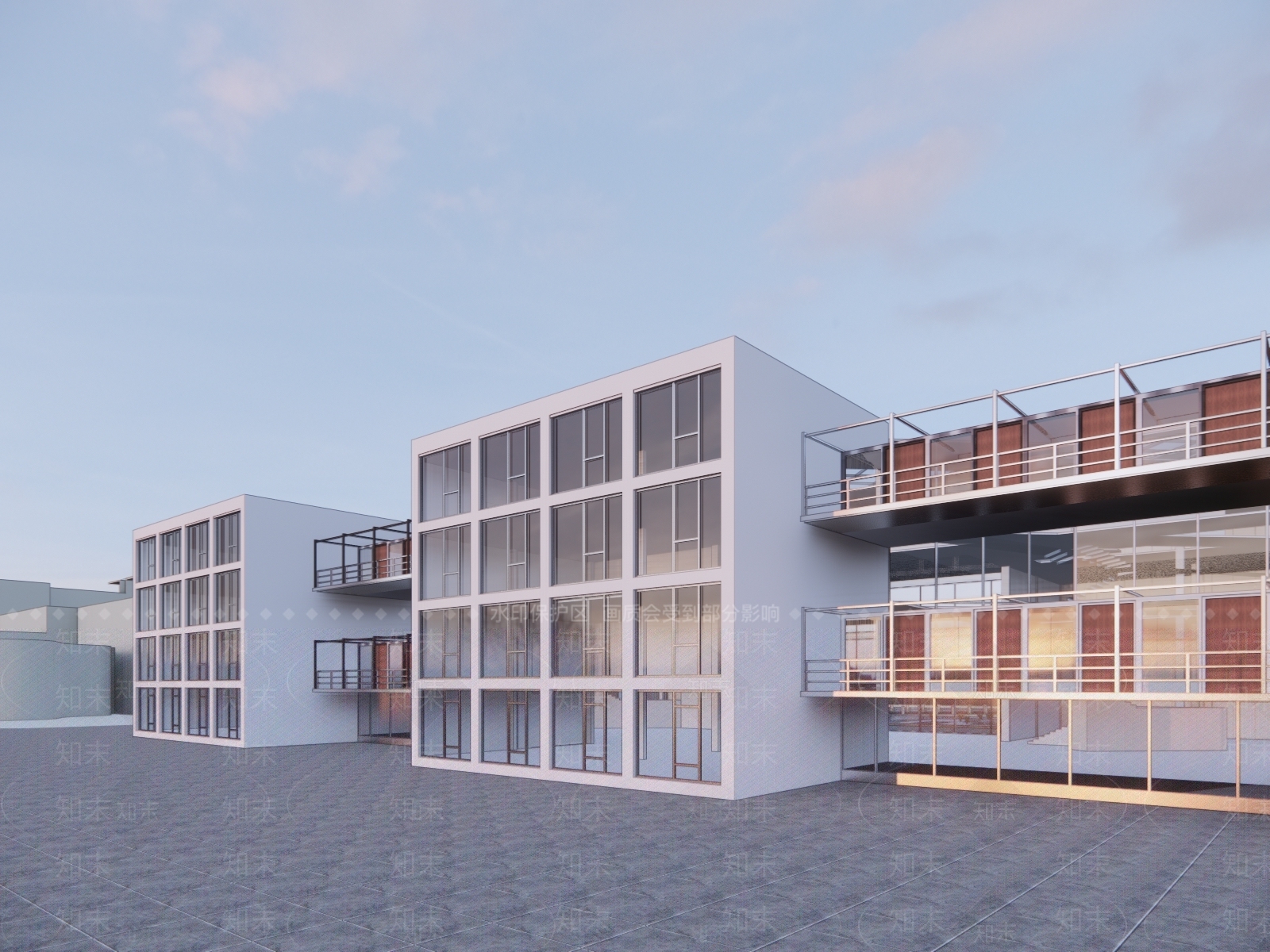 现代图书馆建筑SU模型下载【ID:1113402580】