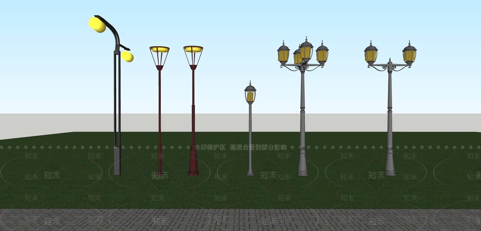 现代路灯SU模型下载【ID:1113409394】