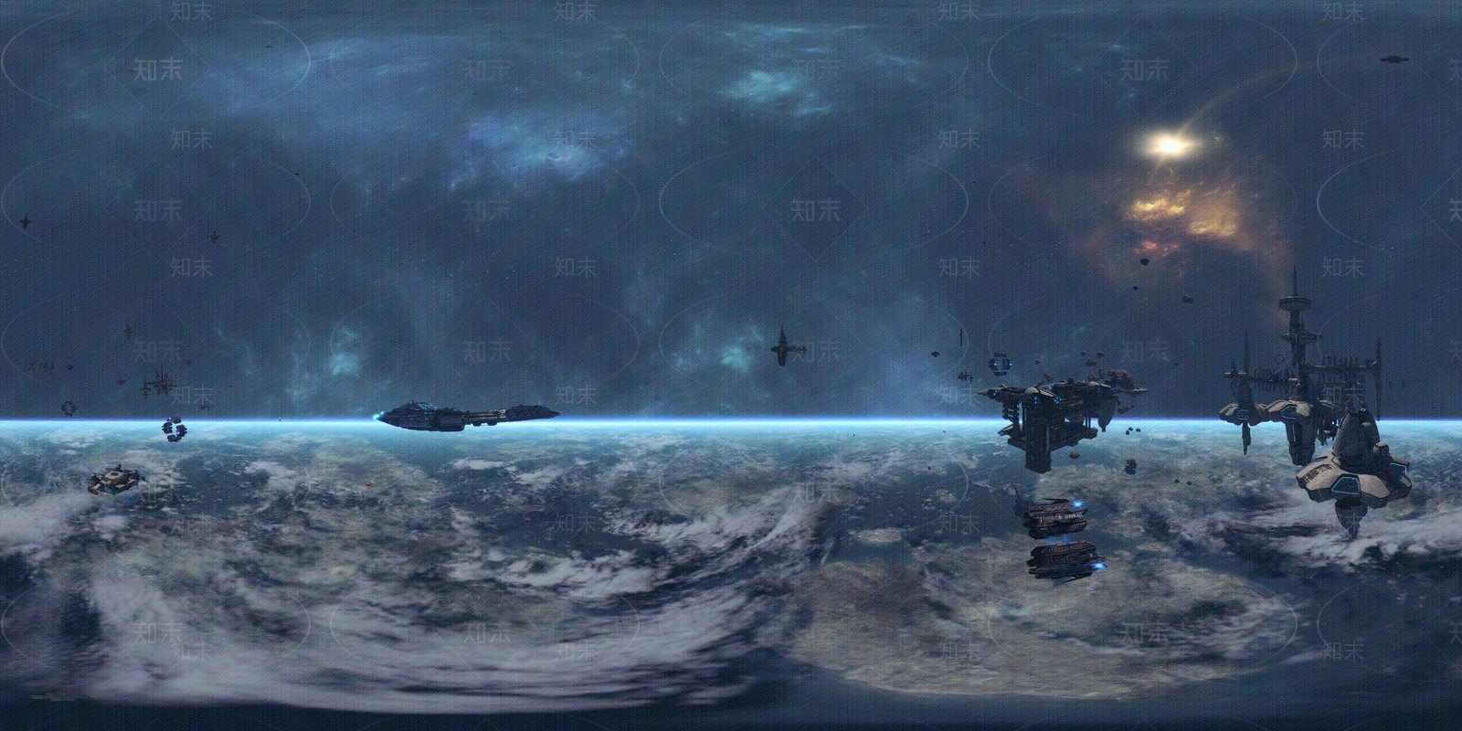 太空俯瞰地球hdr贴图下载【ID:1113412551】