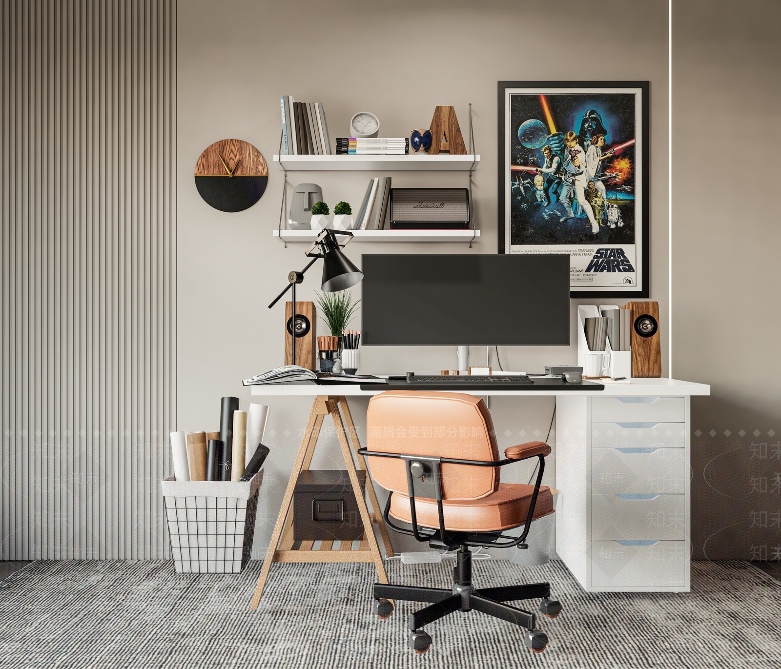 现代电脑桌椅SU模型下载【ID:1113413171】