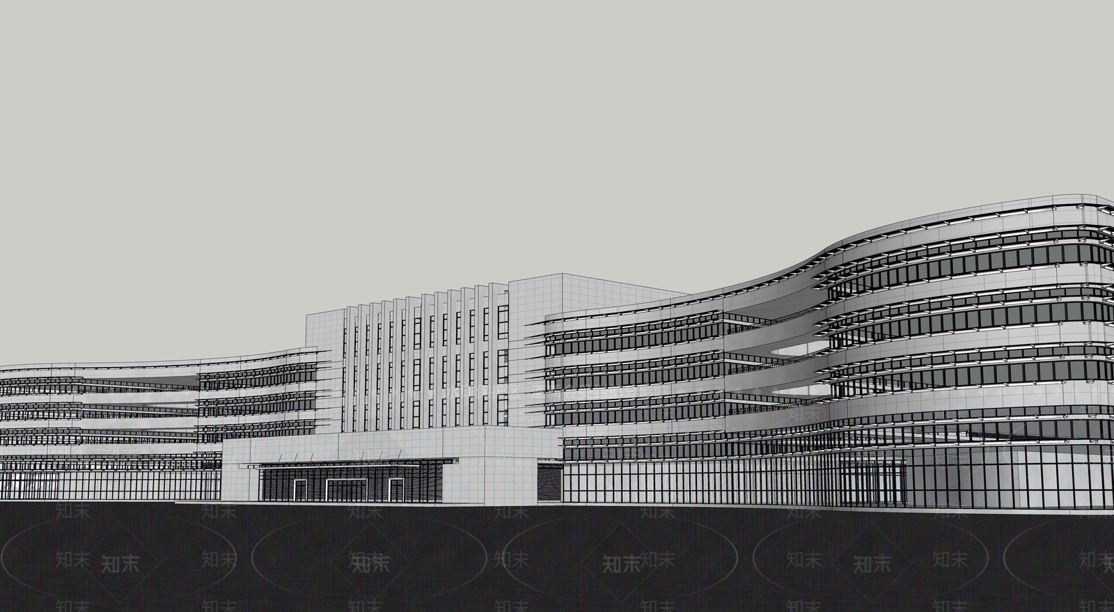 现代医疗建筑SU模型下载【ID:1113431427】