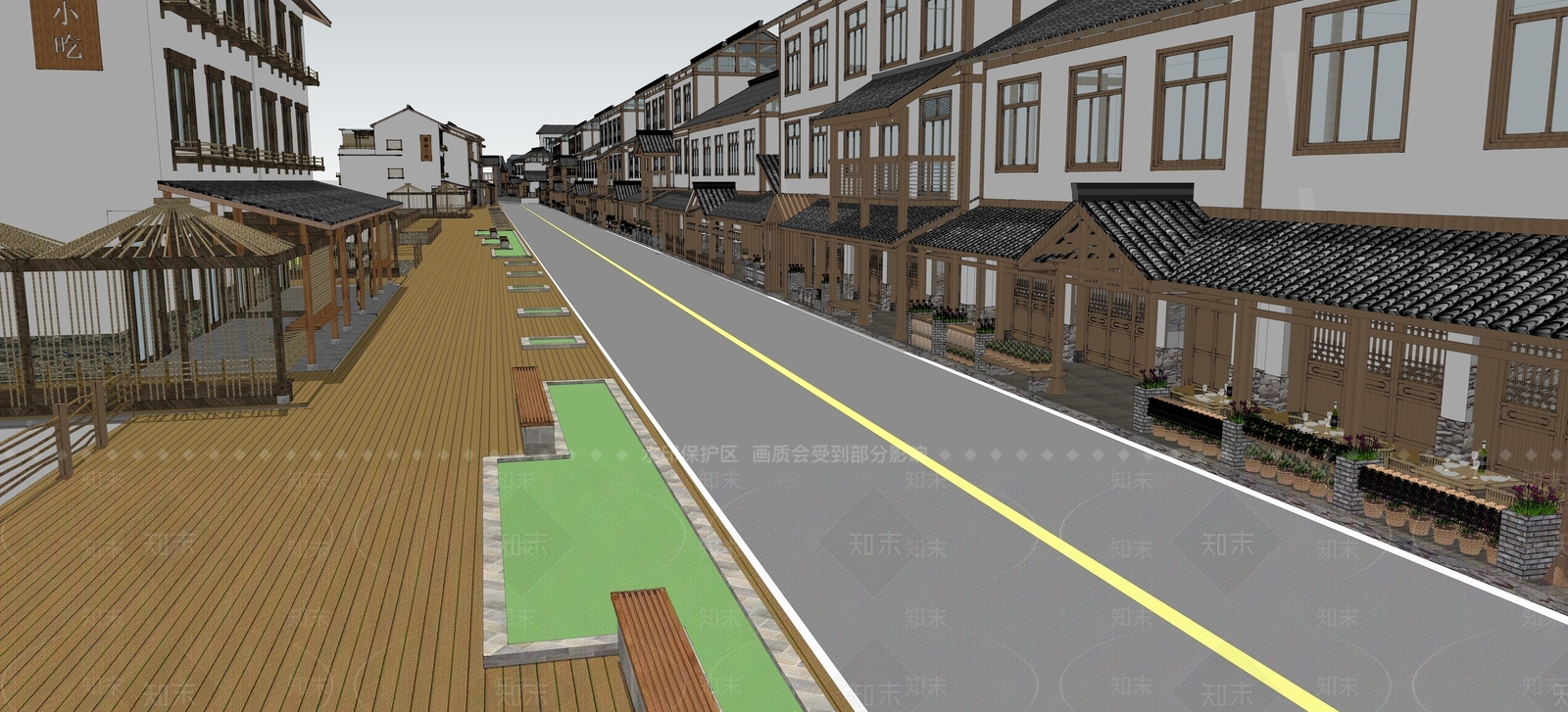 新中式商业街SU模型下载【ID:1113459105】