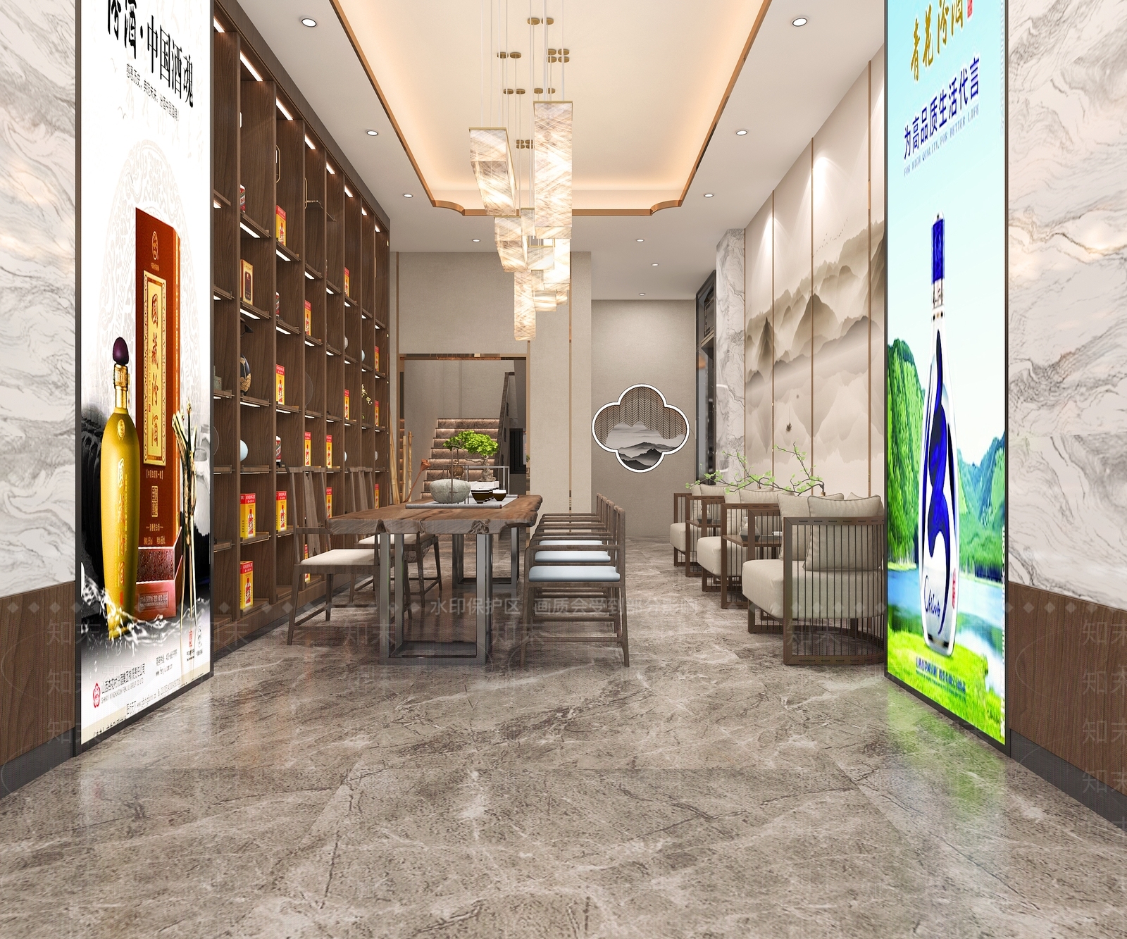 新中式烟酒店3D模型下载【ID:1113472356】