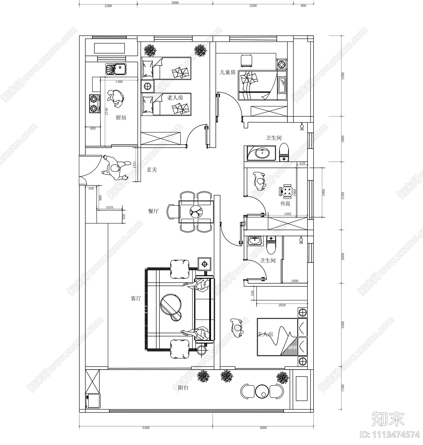 室内方案平面施工图施工图下载【ID:1113474574】