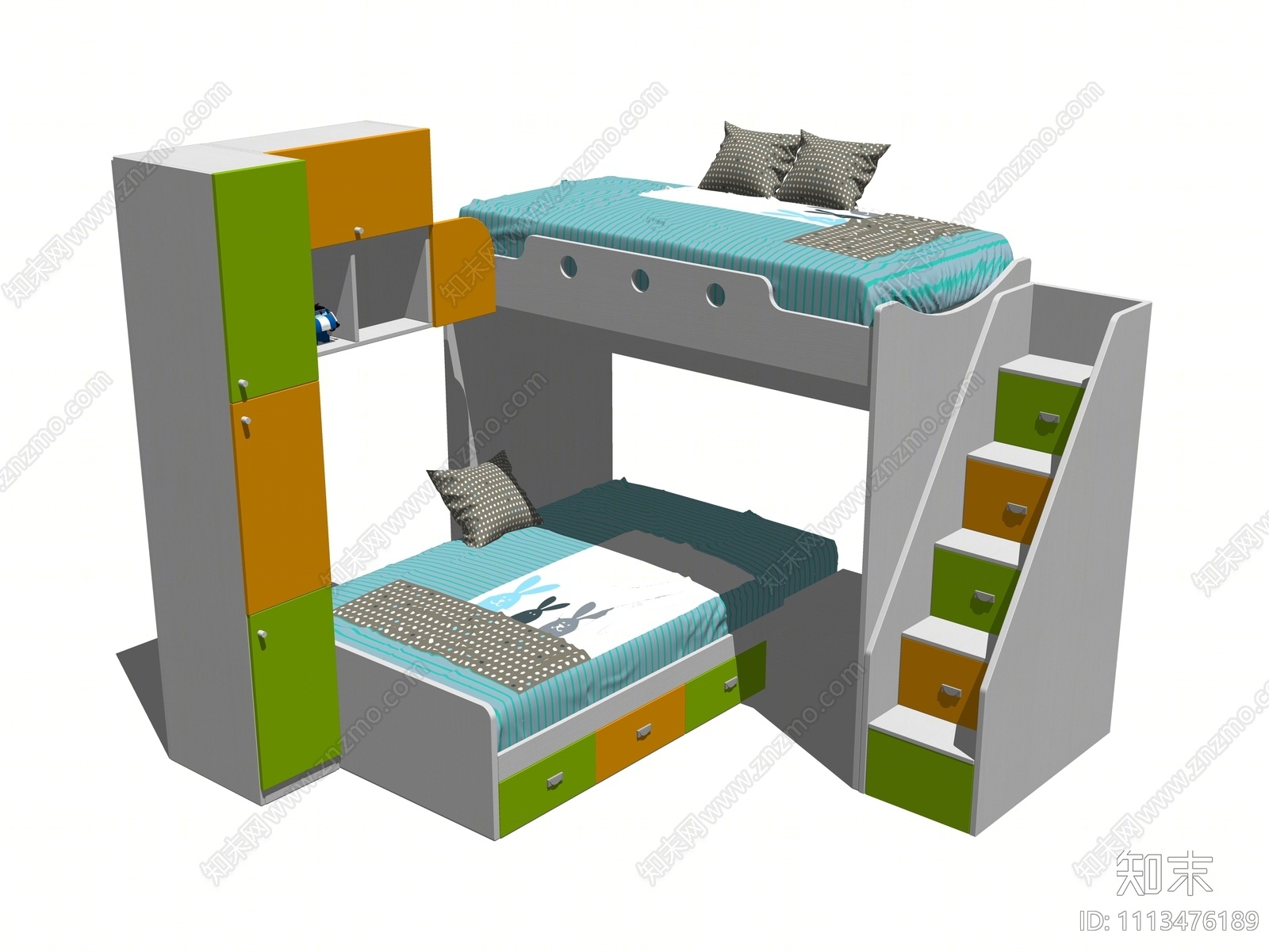 现代双层床SU模型下载【ID:1113476189】