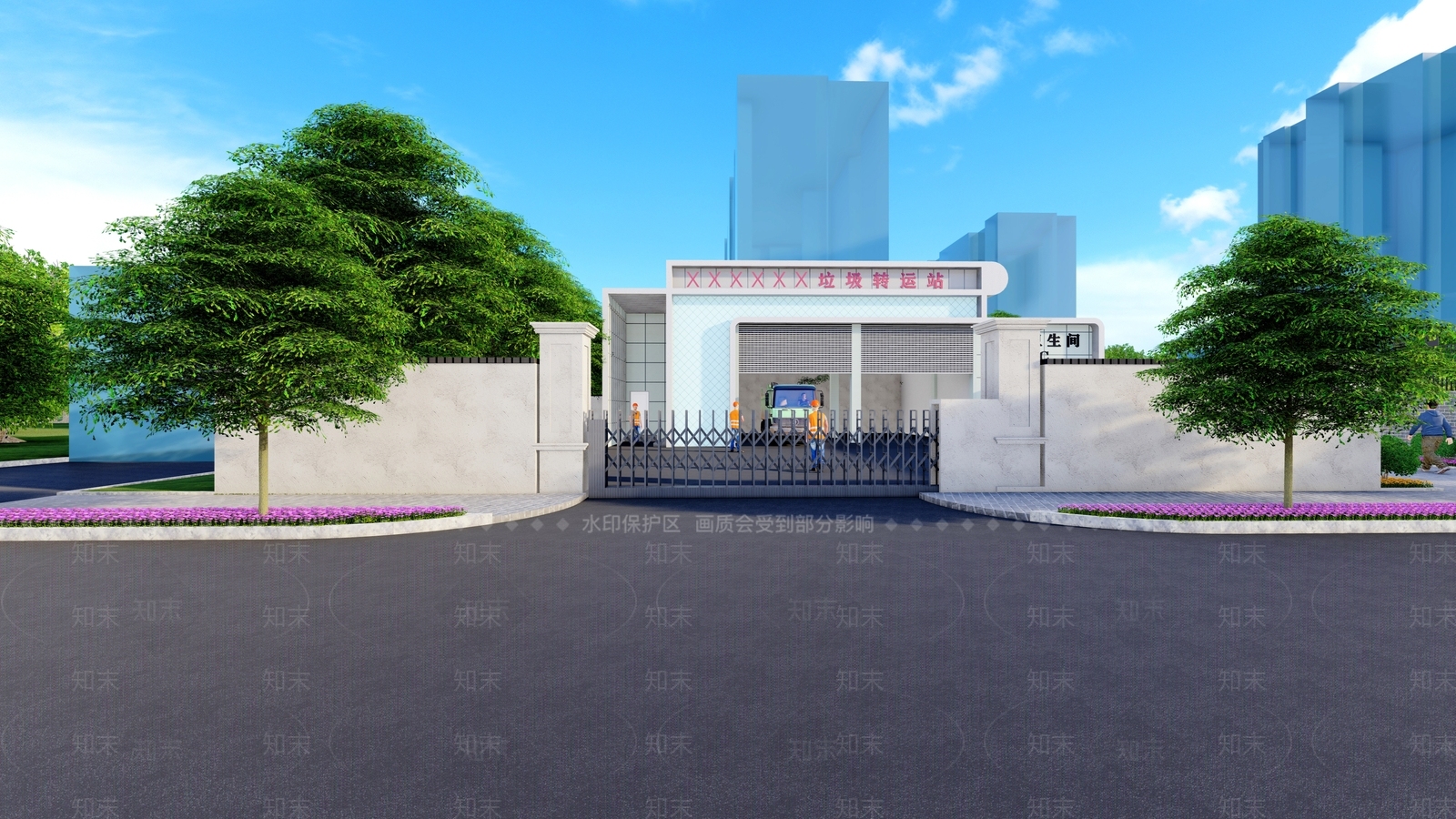 现代垃圾中转站SU模型下载【ID:1113477777】