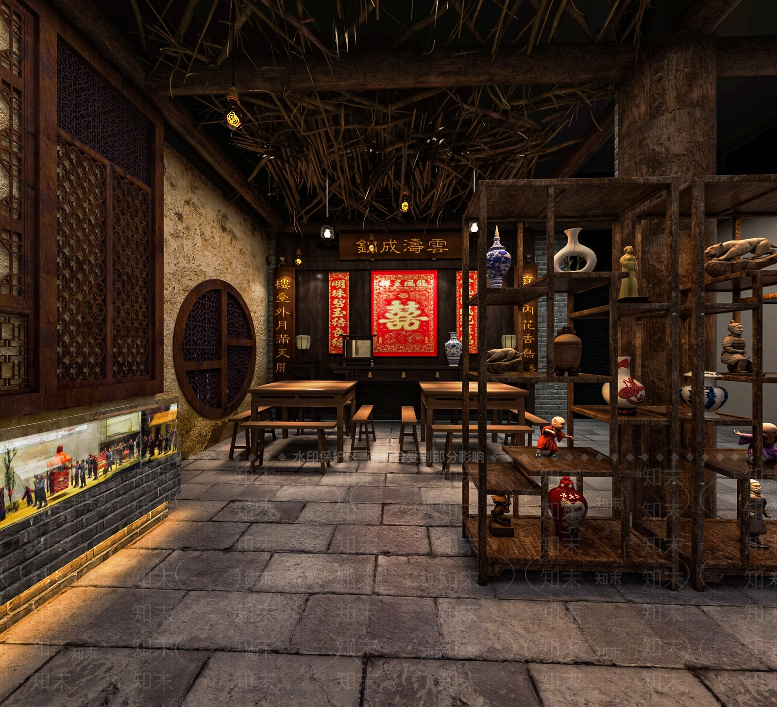 中式茶馆SU模型下载【ID:1113651500】
