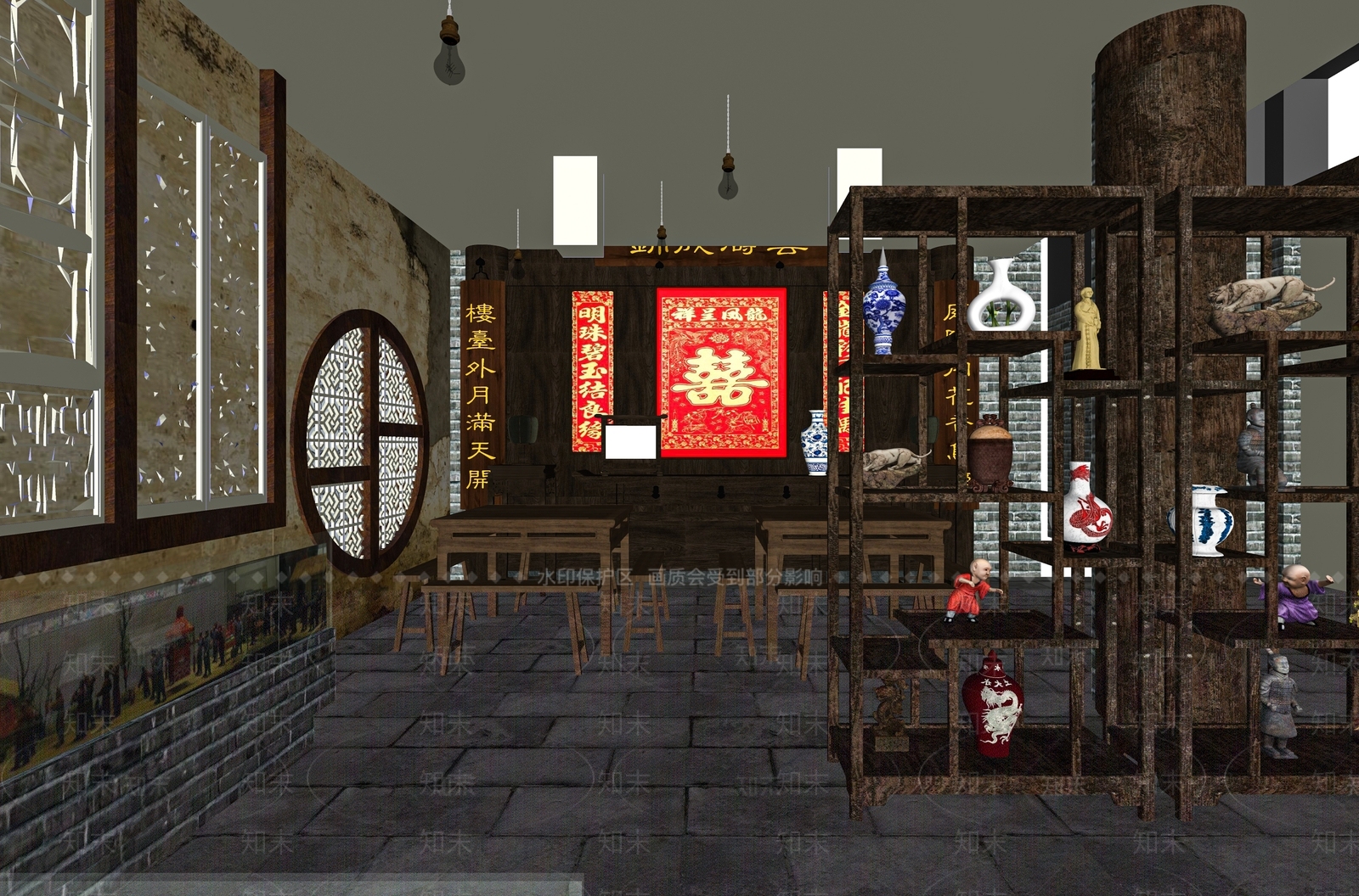 中式茶馆SU模型下载【ID:1113651500】