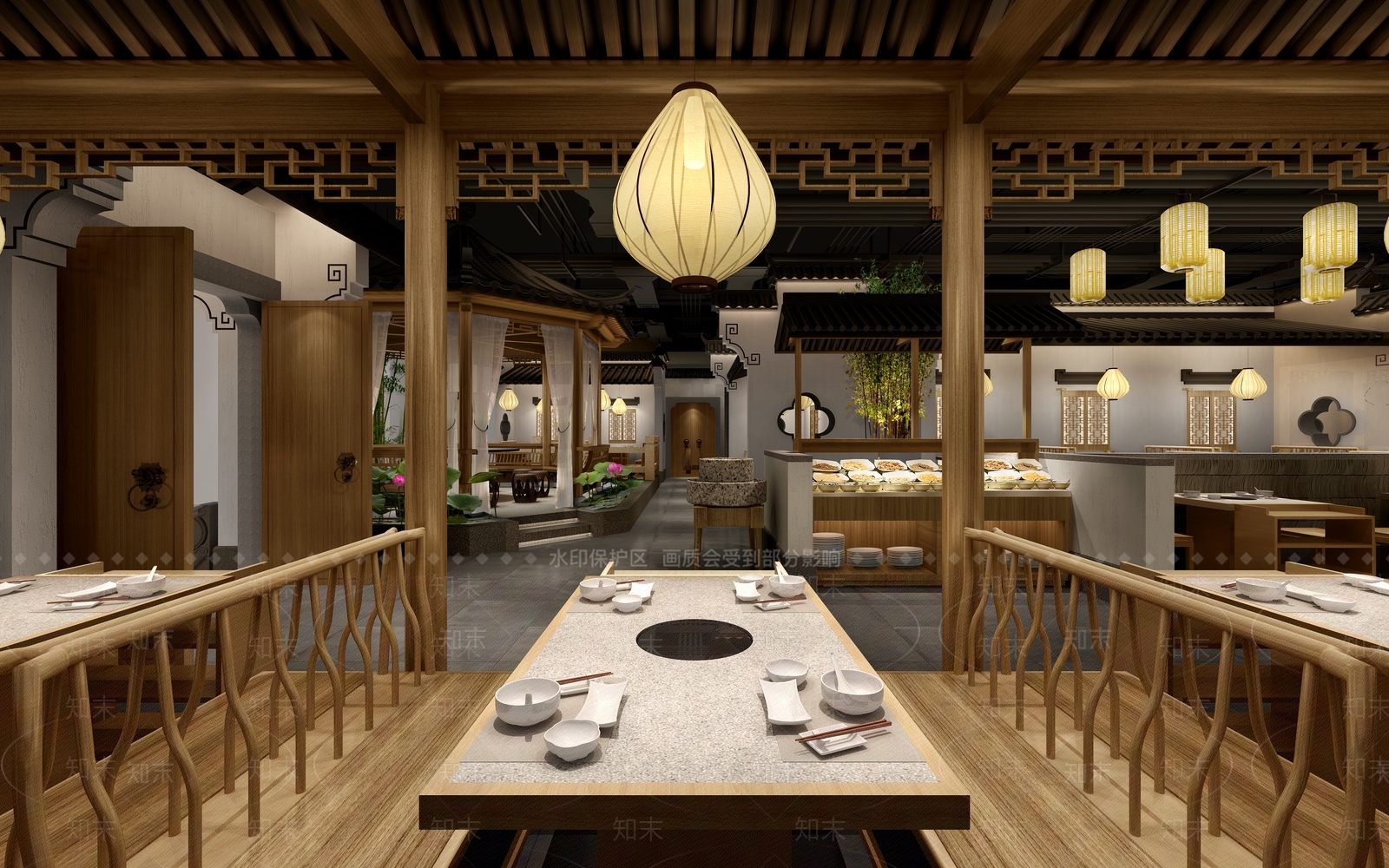 中式火锅店SU模型下载【ID:1113482700】
