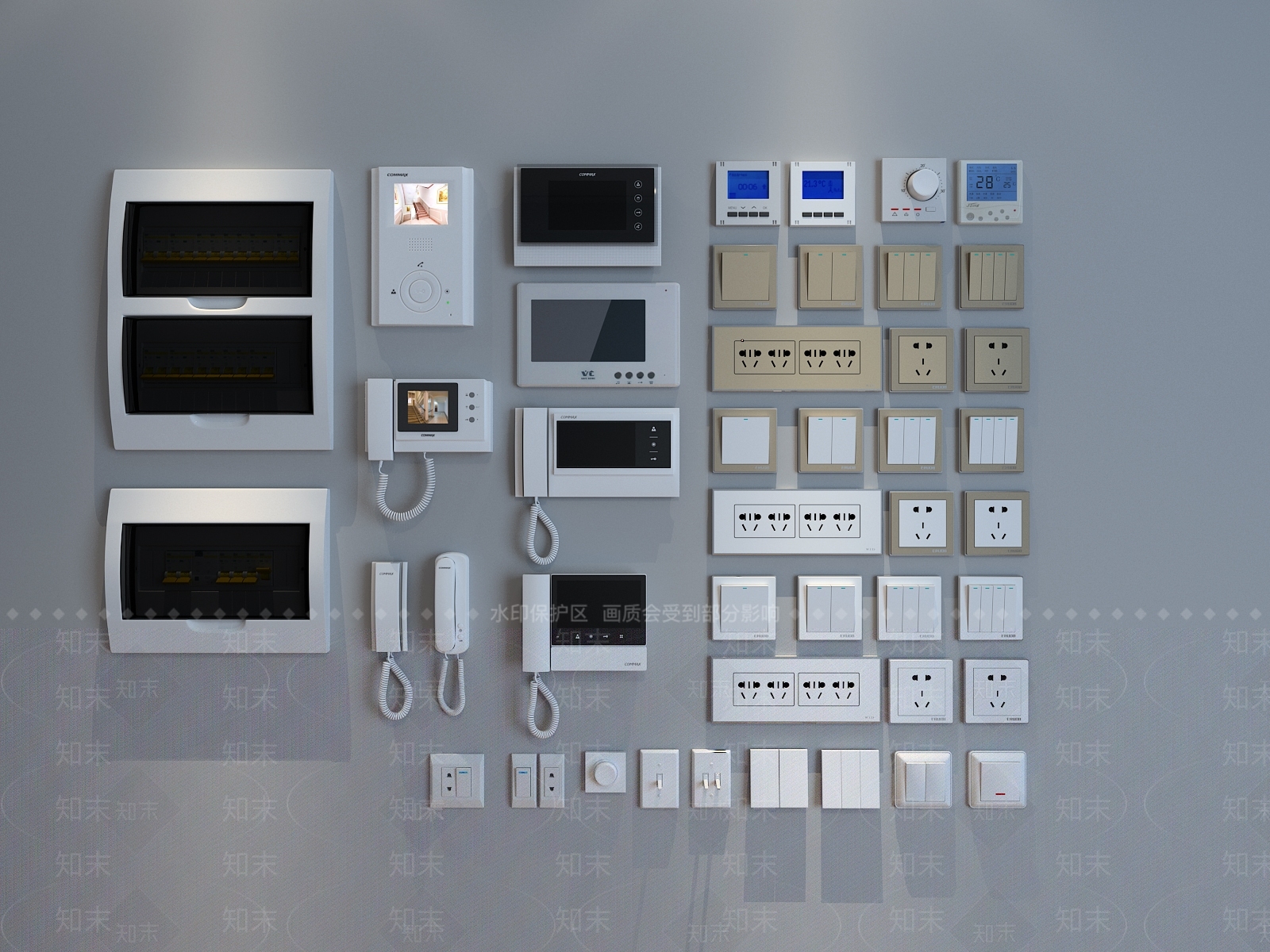 现代开关面板3D模型下载【ID:1113484630】