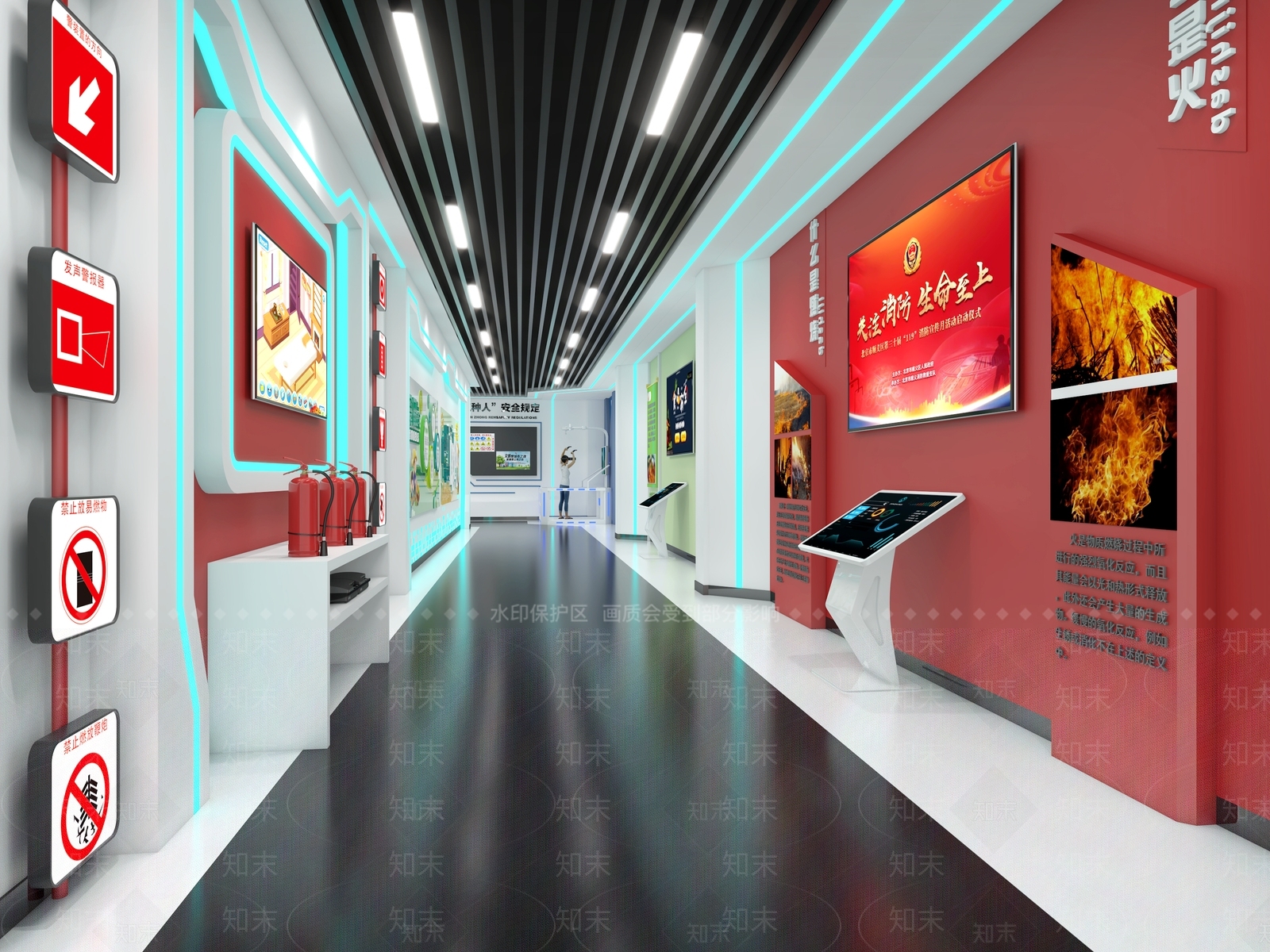 现代VR安全教育展厅3D模型下载【ID:1113496151】