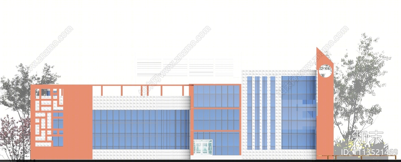 现代图书馆建筑SU模型下载【ID:1113521469】