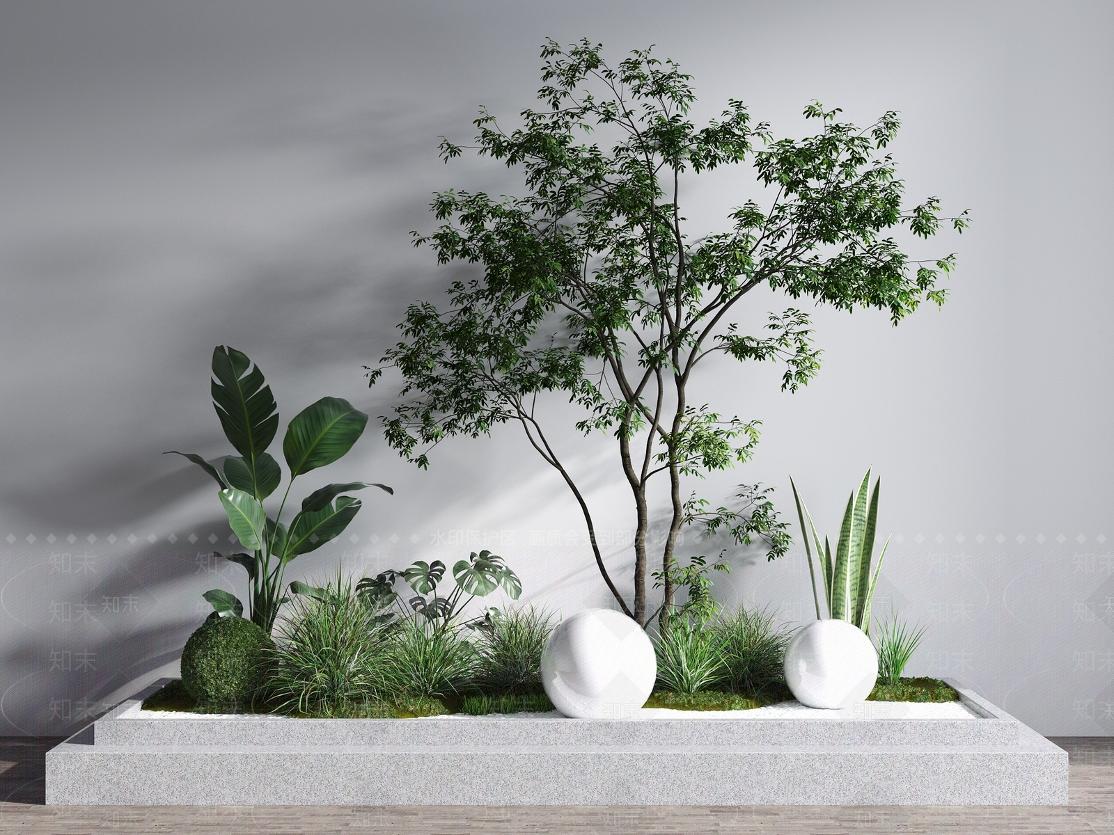 现代植物堆3D模型下载【ID:1113521746】