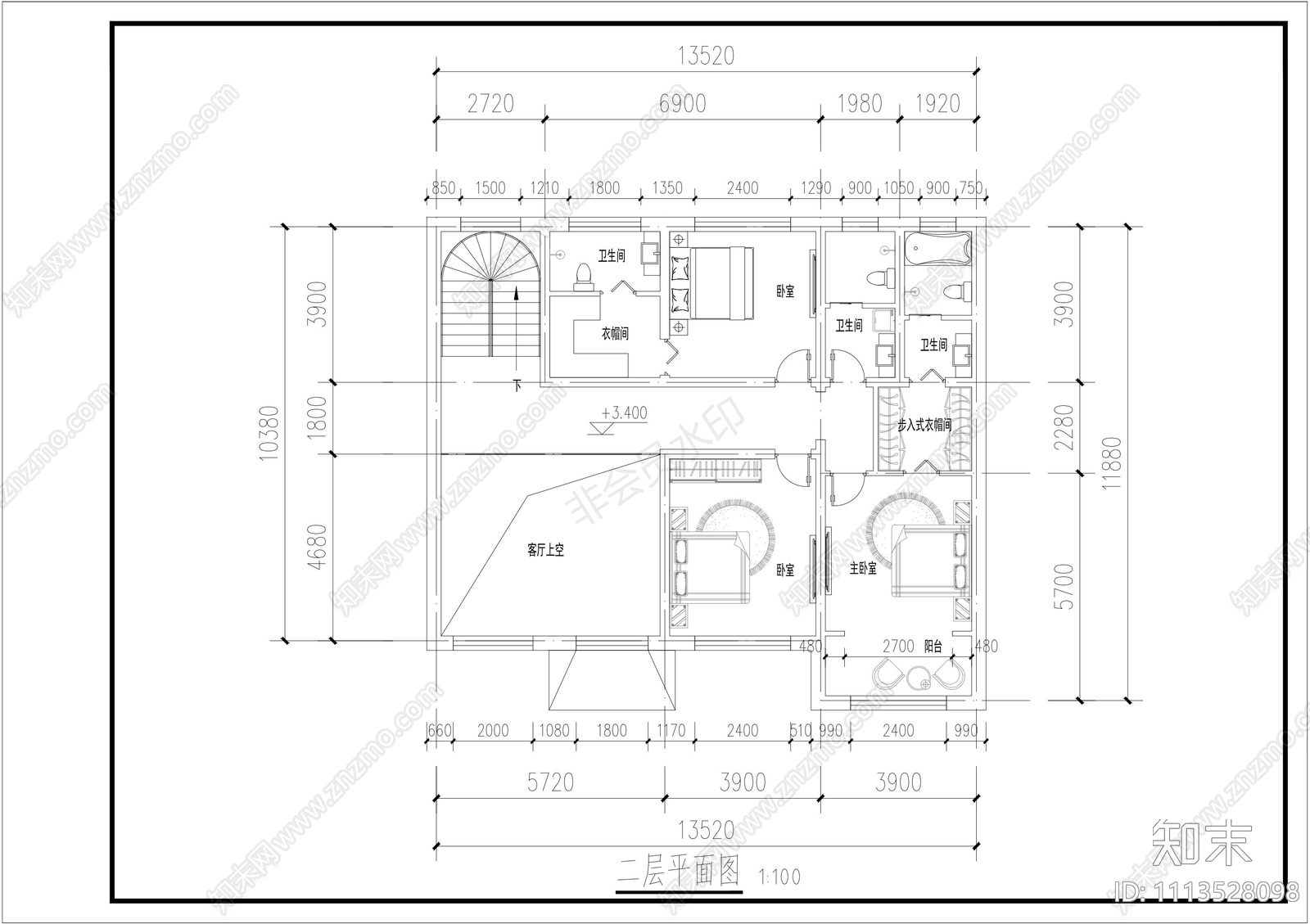 20米面宽自建房结构施工图cad施工图下载【ID:1113528098】