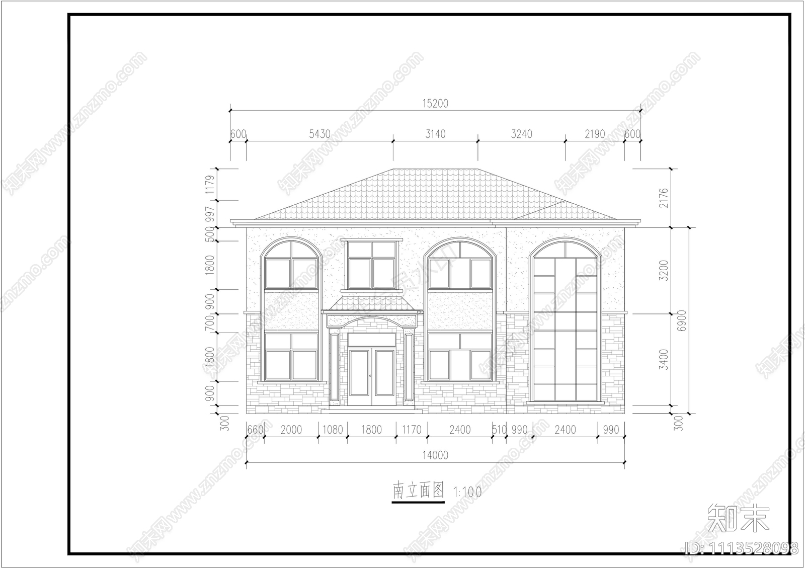 20米面宽自建房结构施工图cad施工图下载【ID:1113528098】