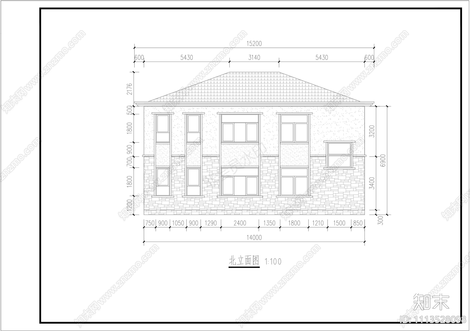 20米面宽自建房结构施工图cad施工图下载【ID:1113528098】