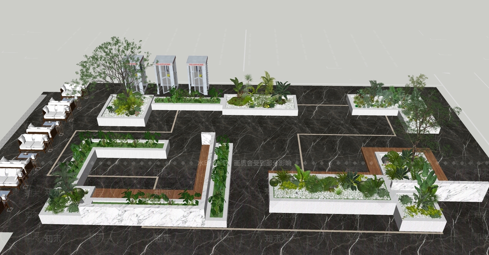 现代办公景观SU模型下载【ID:1113530964】