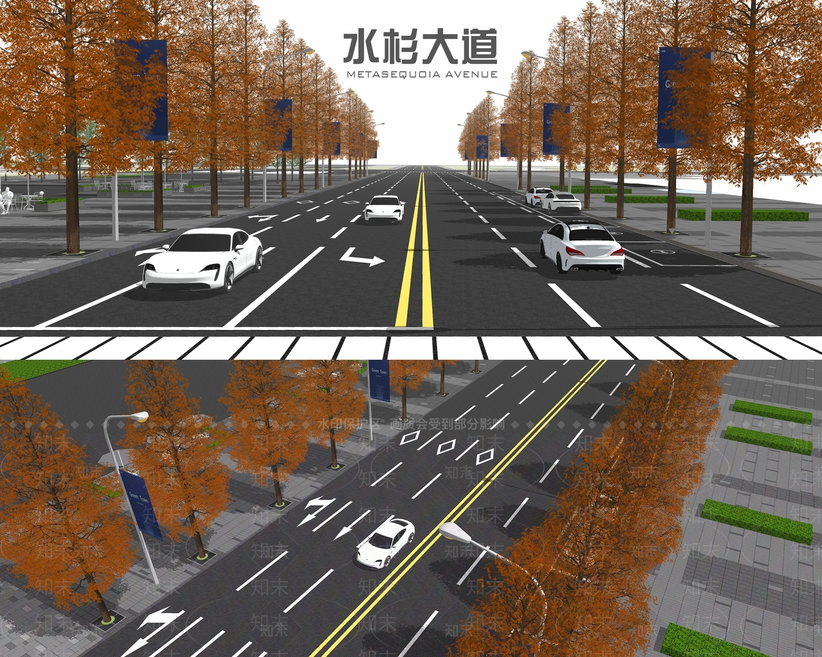 现代道路景观SU模型下载【ID:1113717555】