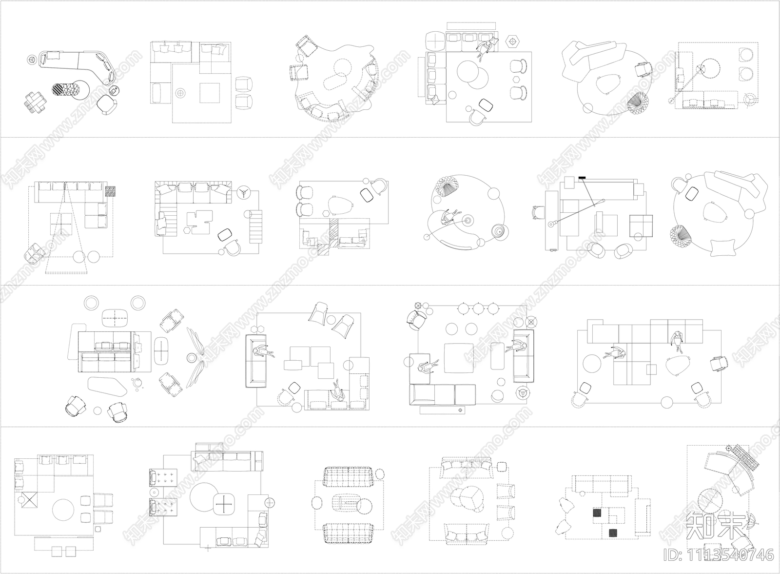 CAD家具图库cad施工图下载【ID:1113540746】