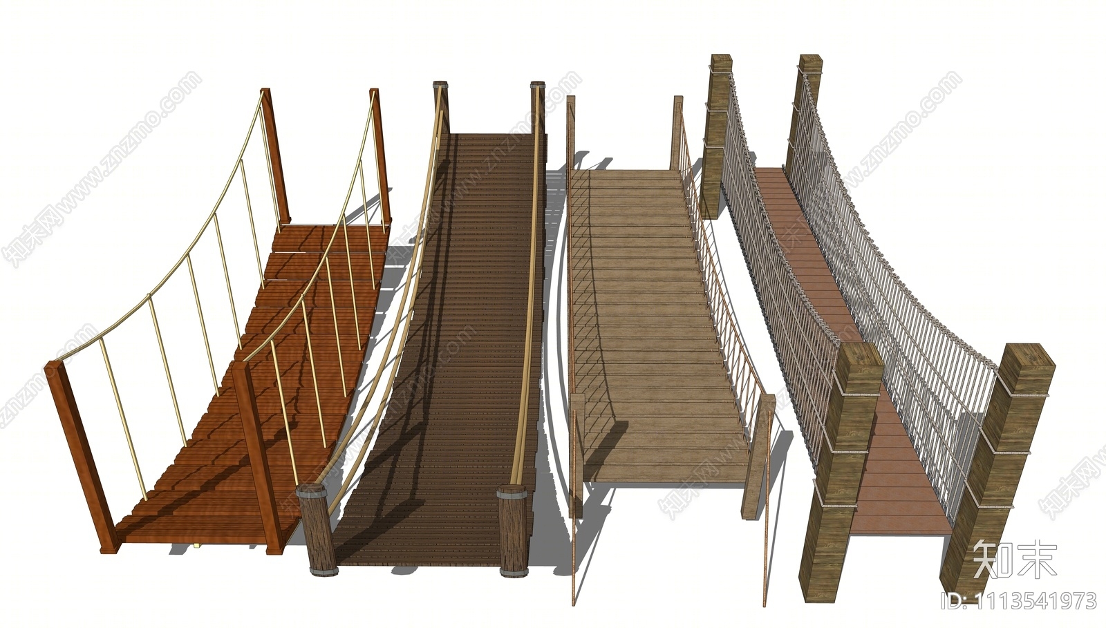 现代吊桥SU模型下载【ID:1113541973】