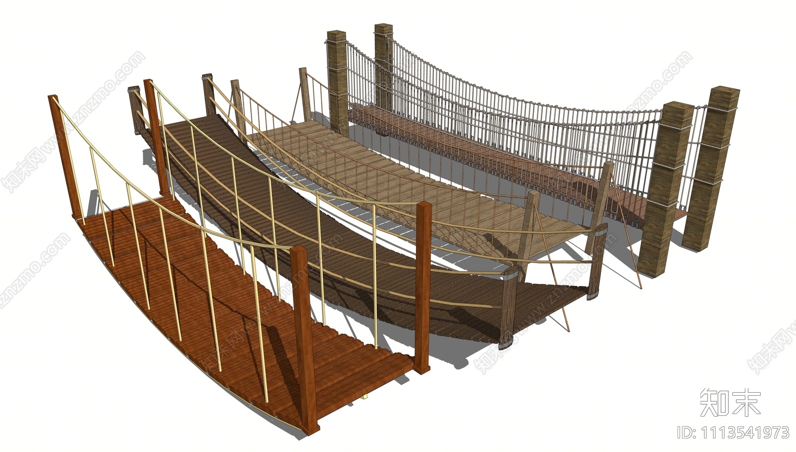 现代吊桥SU模型下载【ID:1113541973】