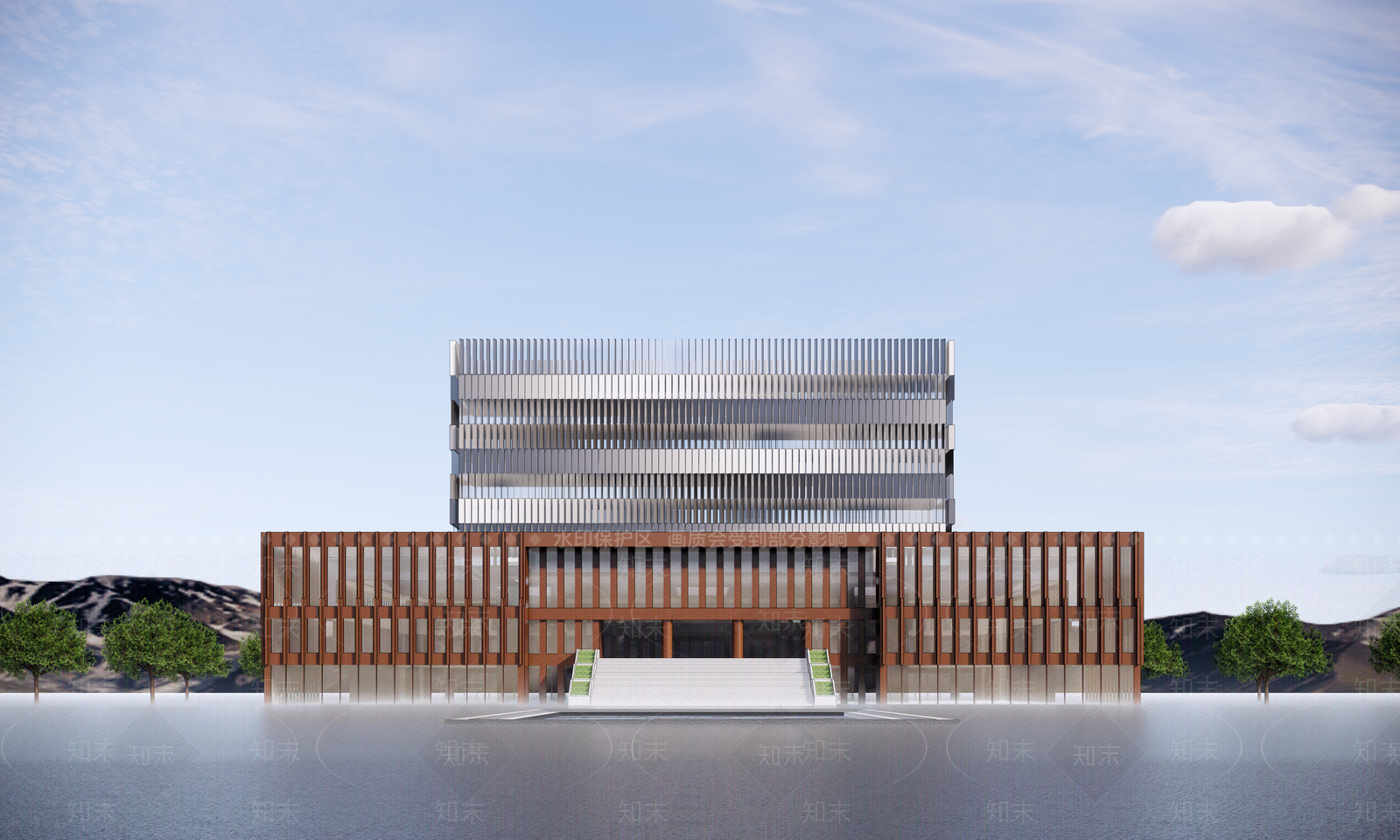 现代图书馆建筑SU模型下载【ID:1113544776】