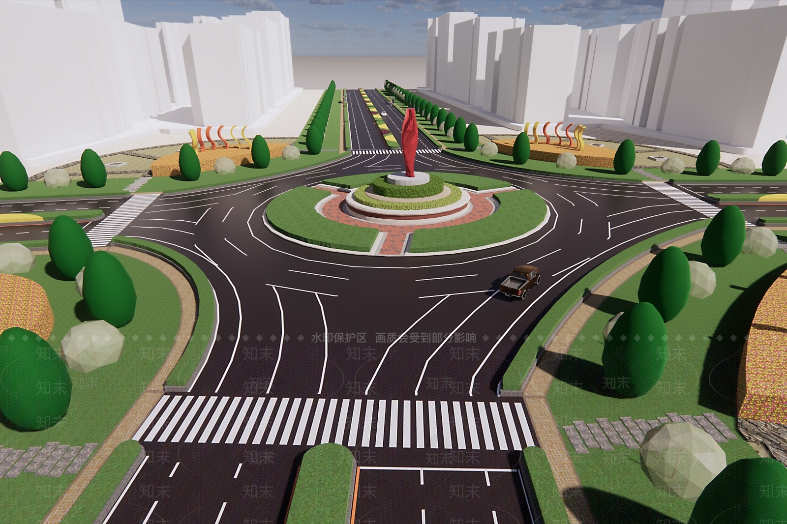 现代城市主干道路SU模型下载【ID:1113545028】
