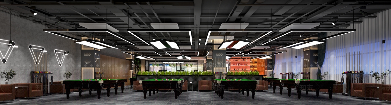工业风台球室3D模型下载【ID:1113545402】