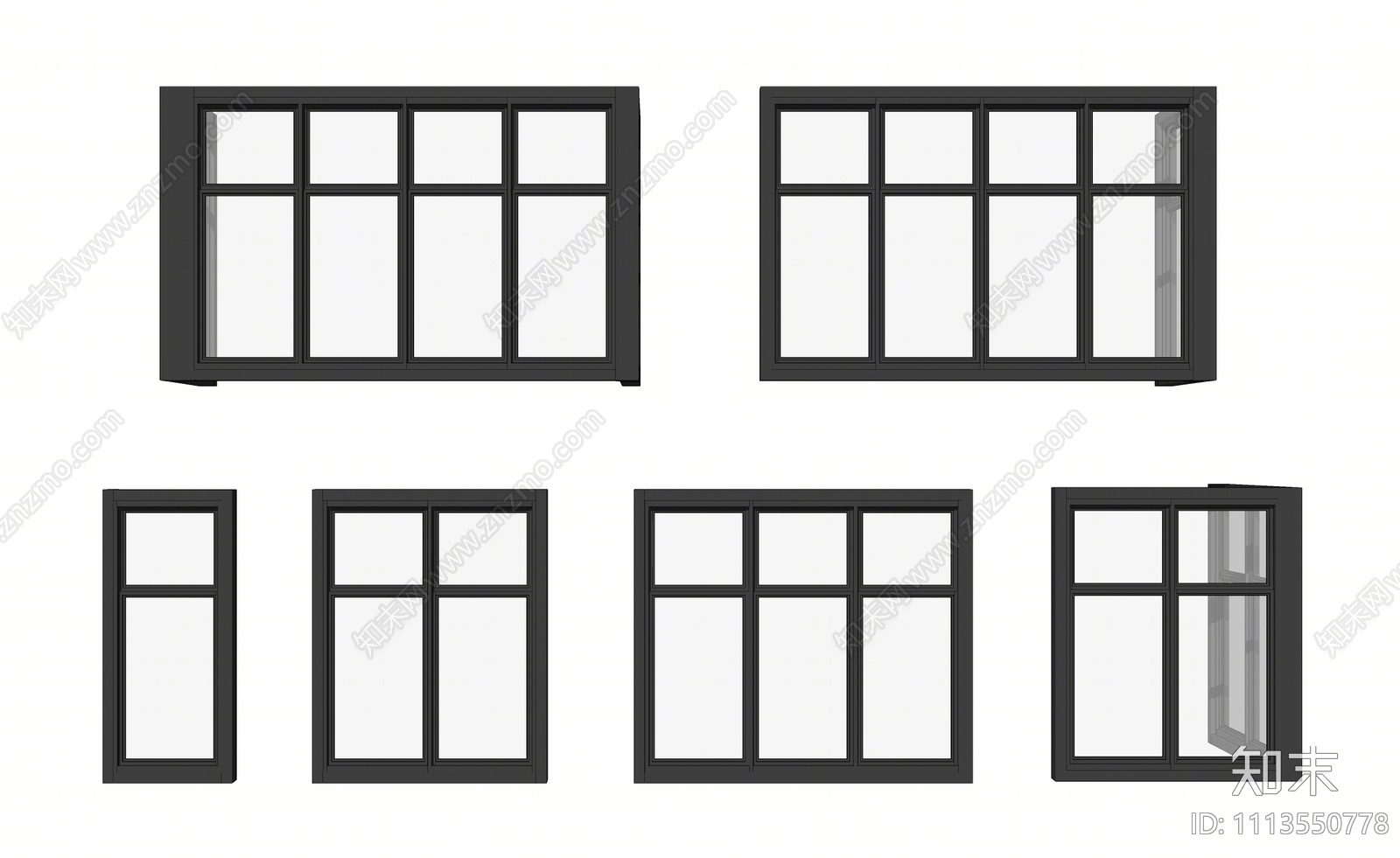 现代飘窗窗户组合SU模型下载【ID:1113550778】