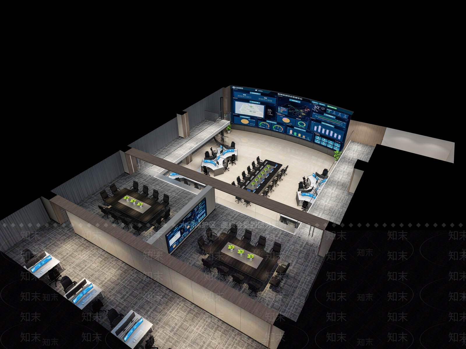 现代指挥控制室3D模型下载【ID:1113615537】