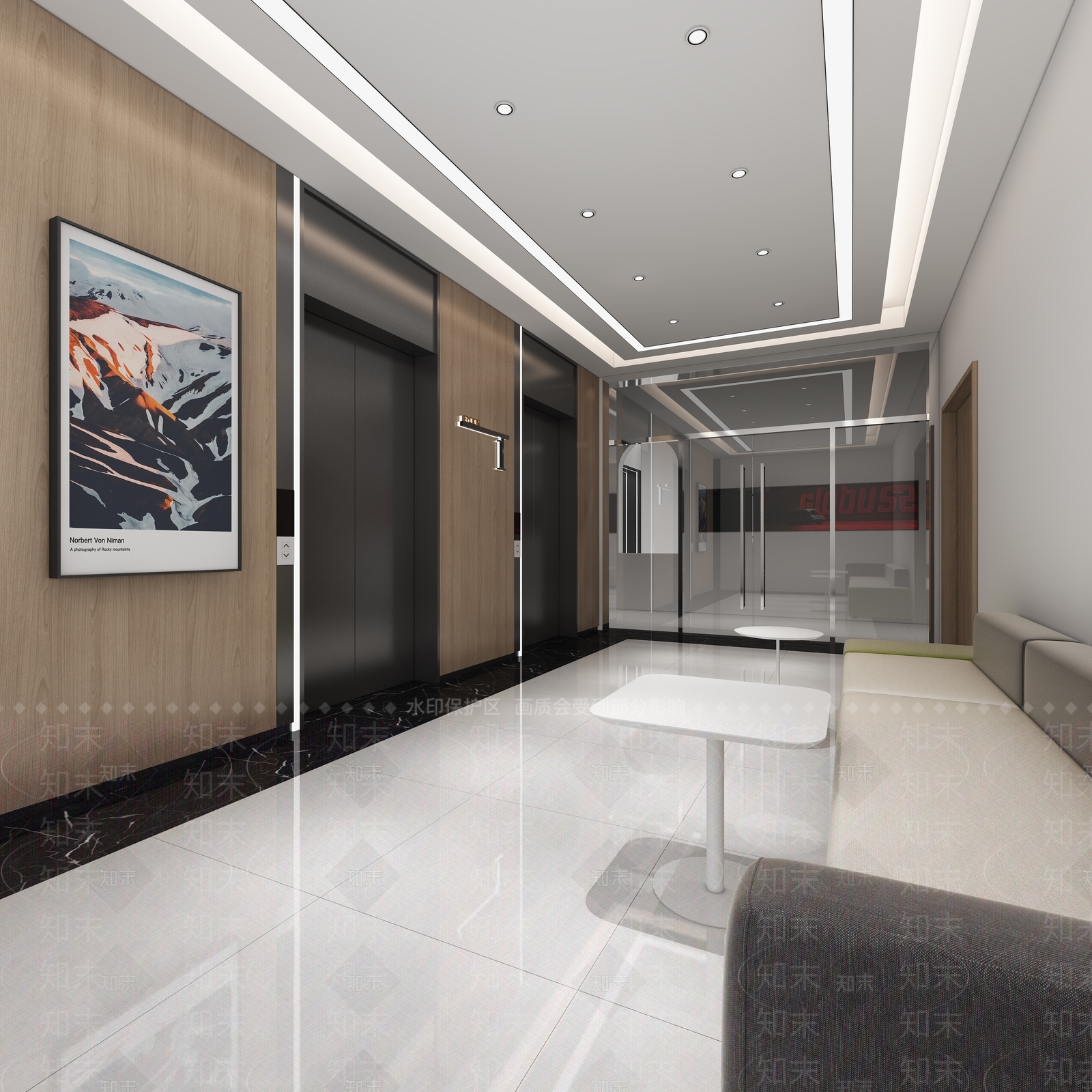 现代电梯间3D模型下载【ID:1113559659】