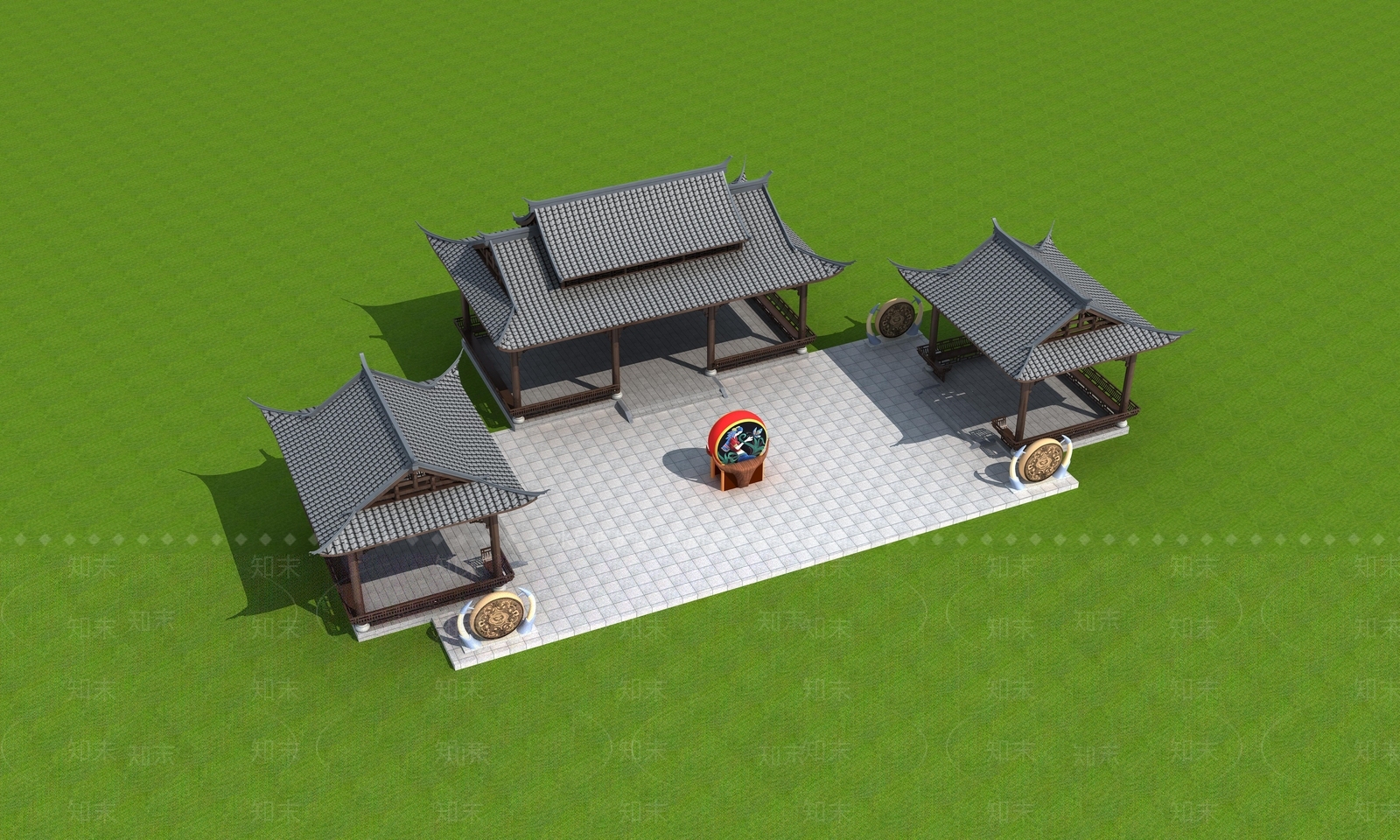 新中式亭子3D模型下载【ID:1113559938】