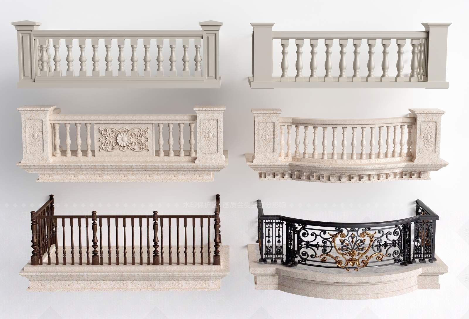 简欧阳台护栏3D模型下载【ID:1113562855】