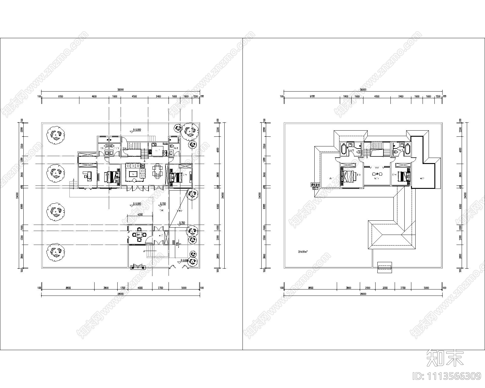 中式合院cad施工图下载【ID:1113566309】