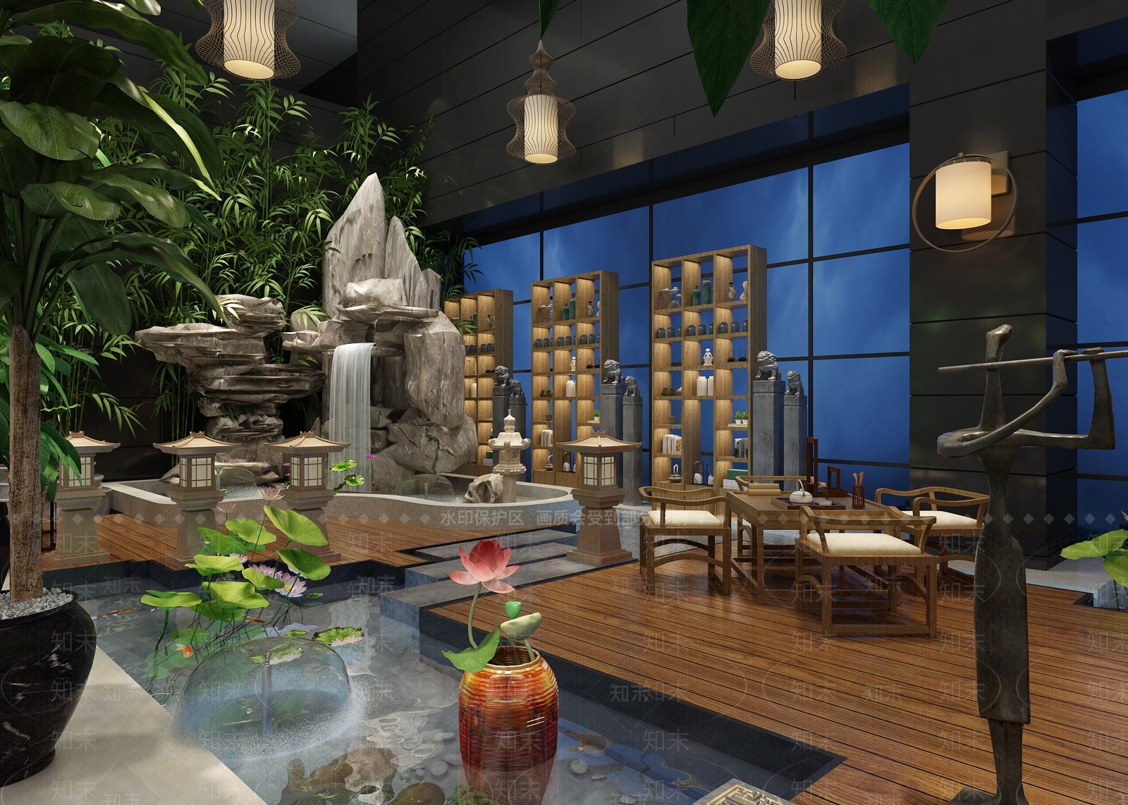 新中式休息区3D模型下载【ID:1113570828】
