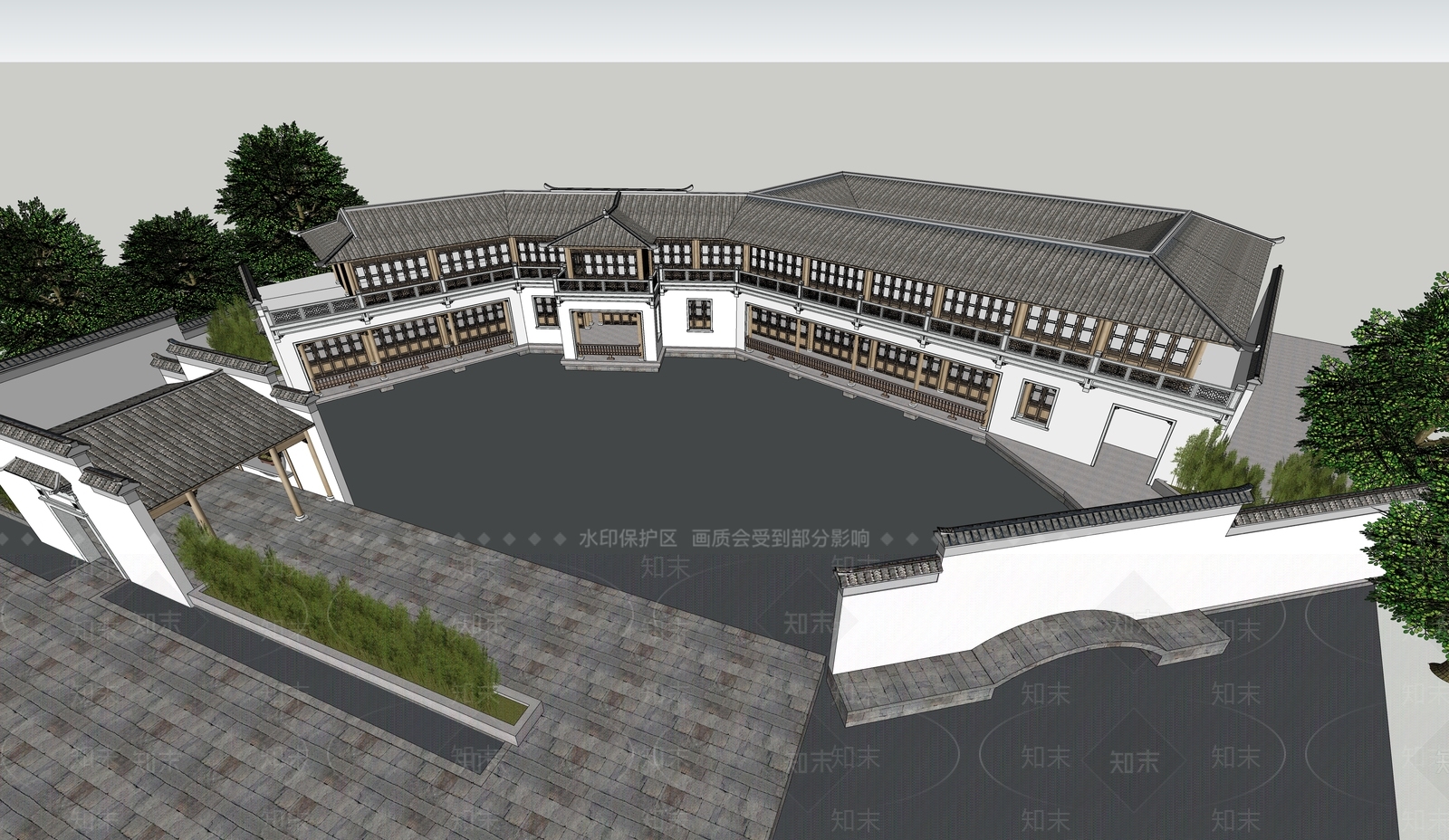 中式游客中心SU模型下载【ID:1113571161】