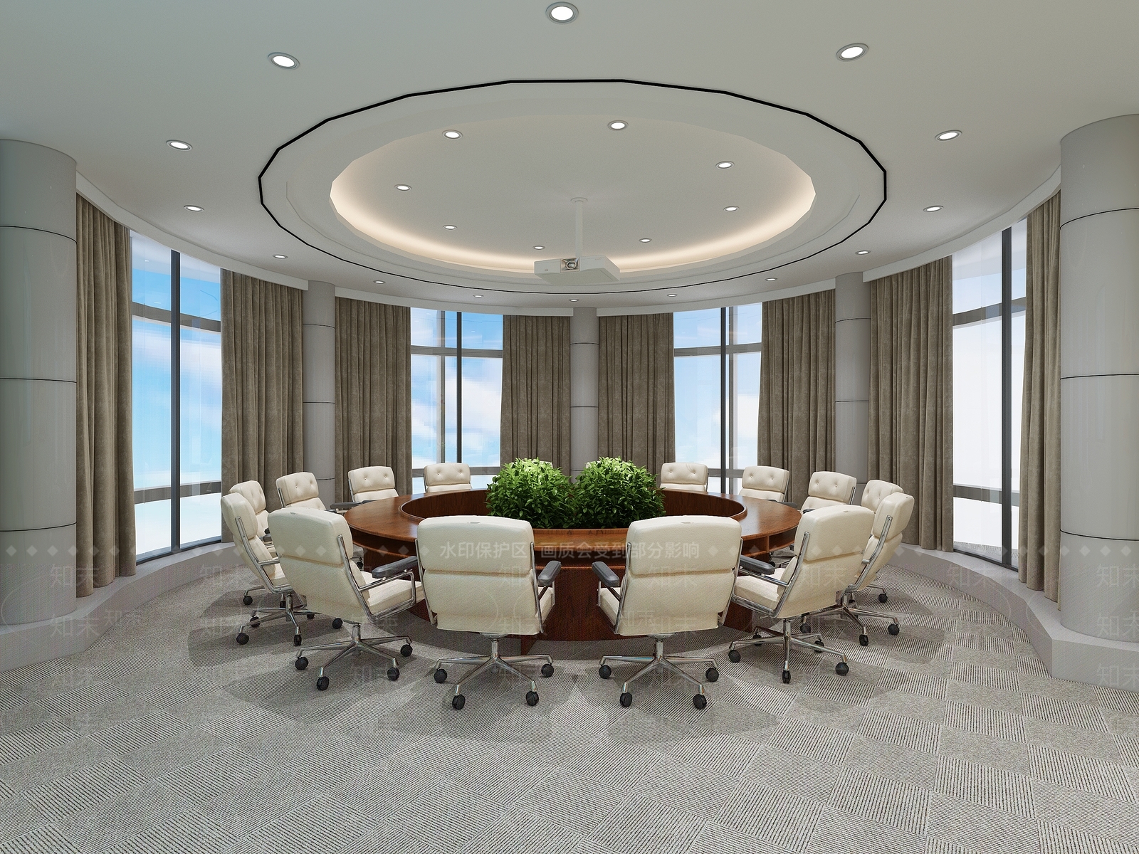 现代圆形党建会议室3D模型下载【ID:1113571373】