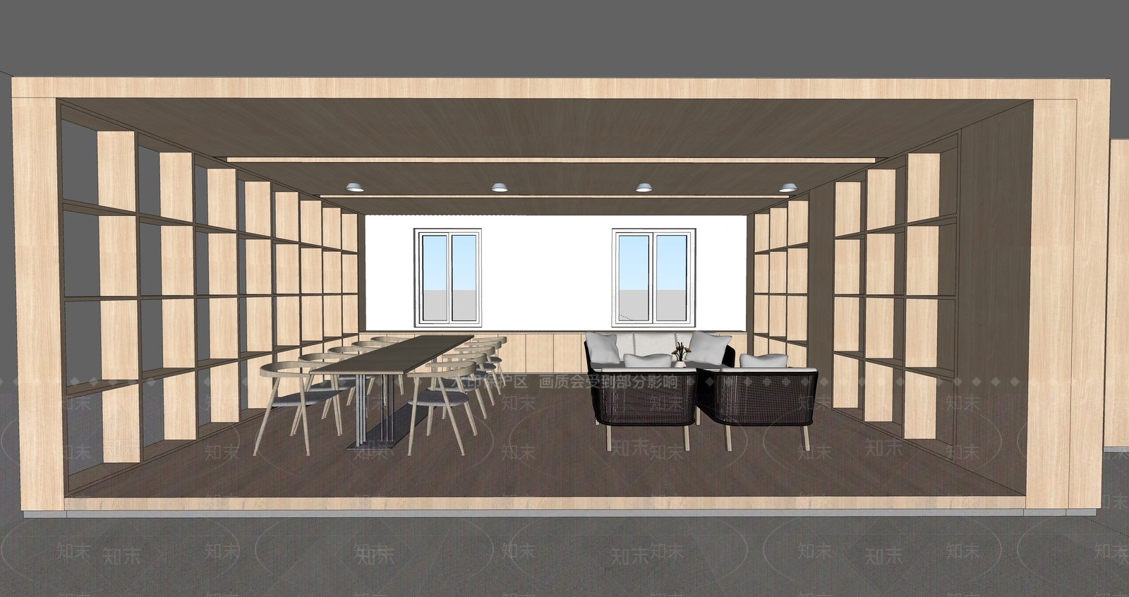 新中式社区会客厅SU模型下载【ID:1113571417】
