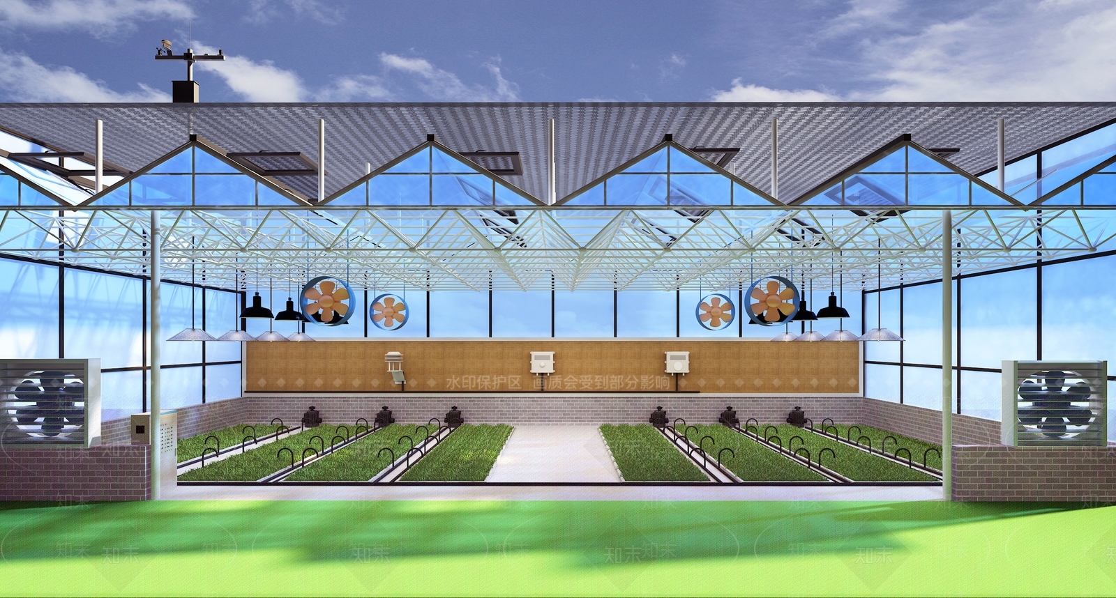 现代温室大棚3D模型下载【ID:1113577403】