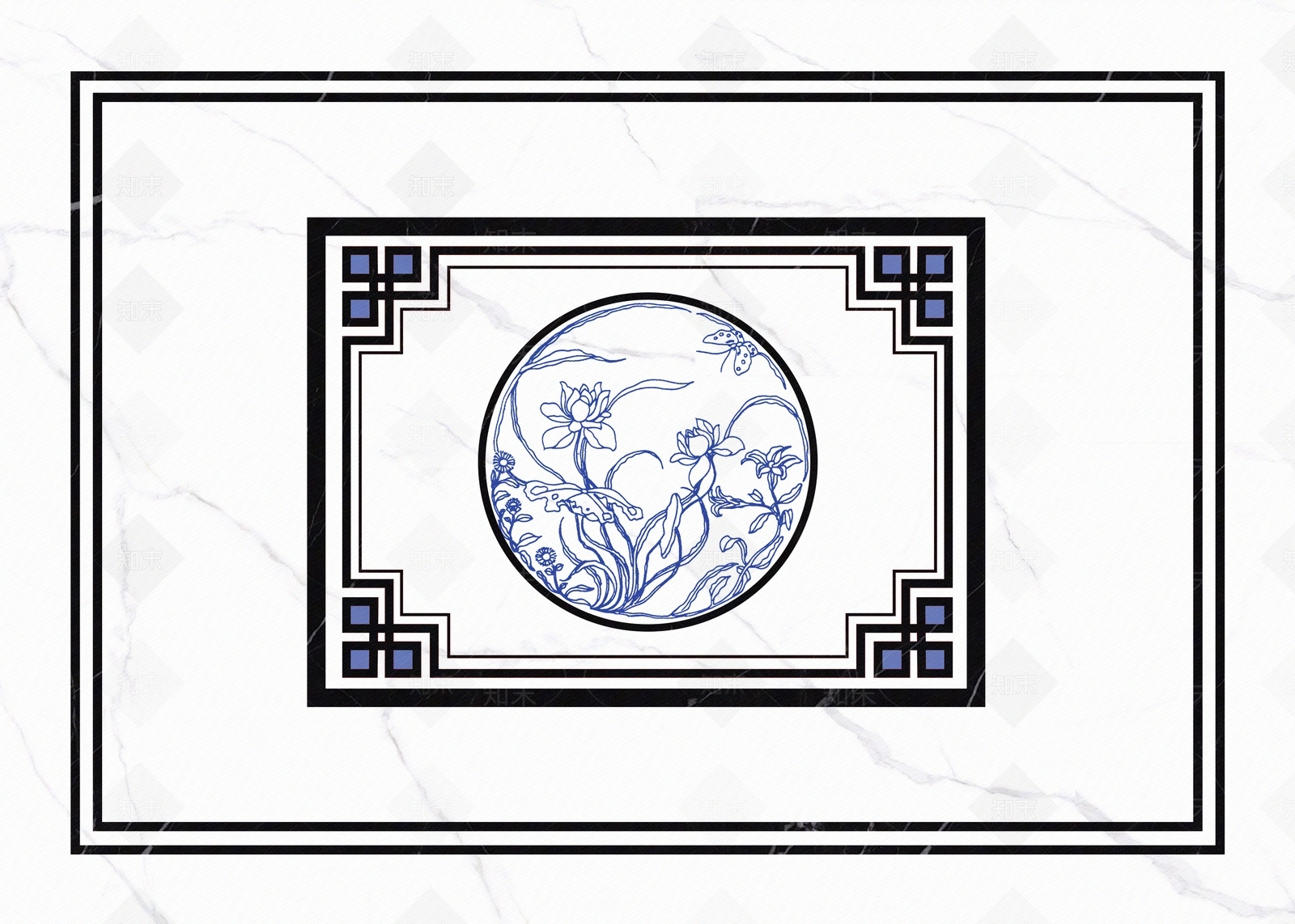 中式大理石瓷砖拼花图案贴图下载【ID:1113587498】