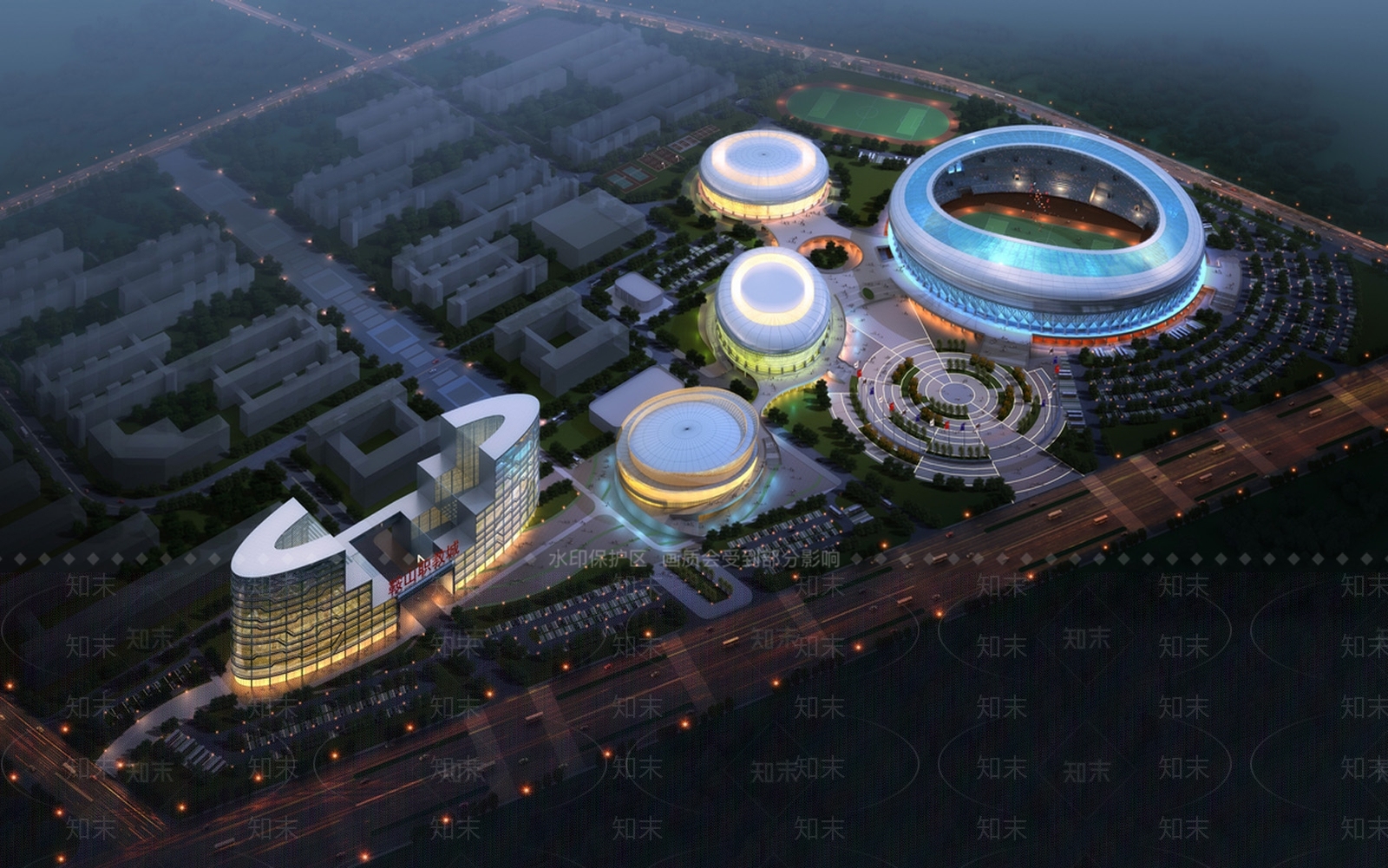 现代体育建筑SU模型下载【ID:1113589940】