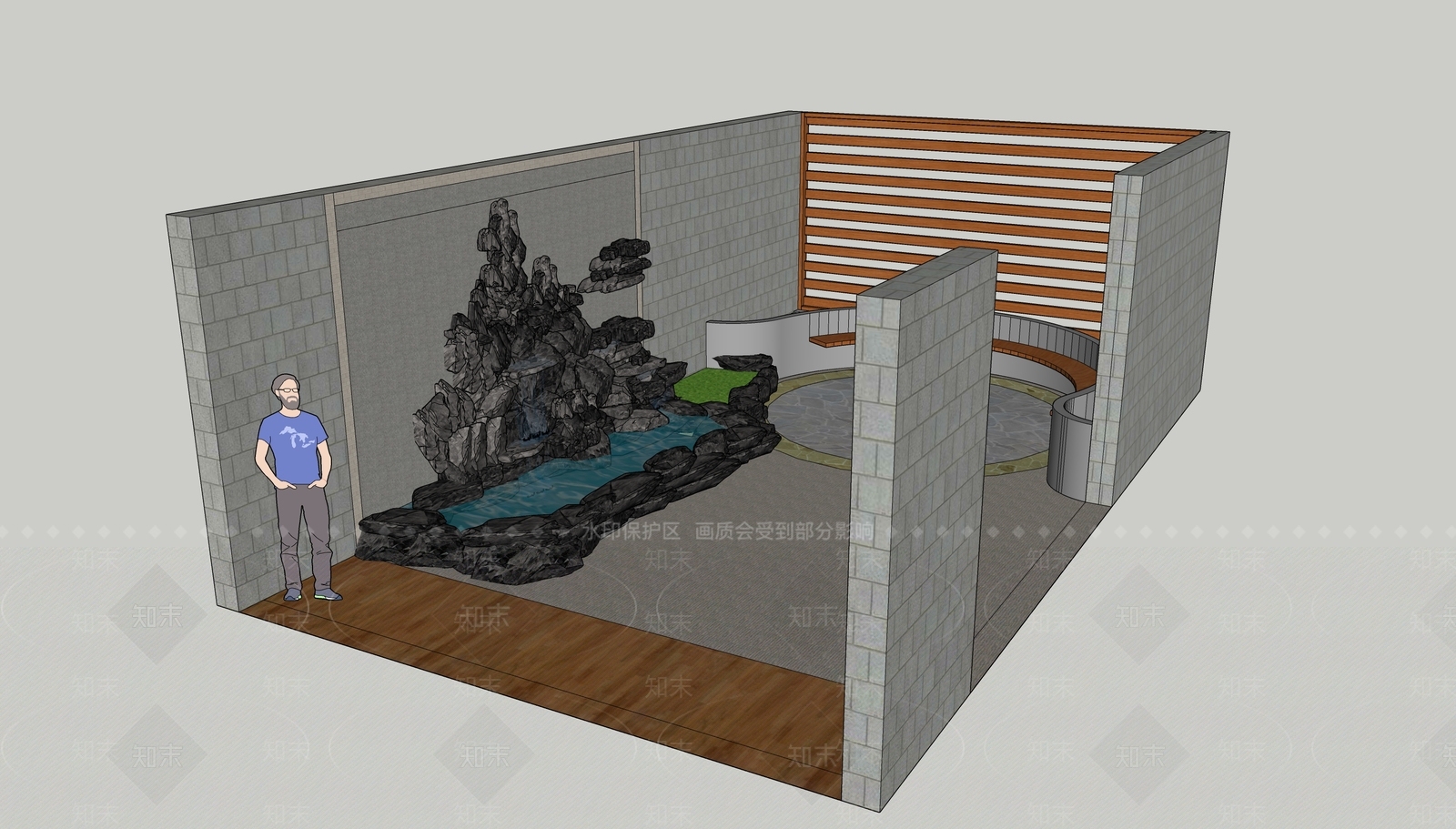 新中式庭院小品SU模型下载【ID:1113590552】