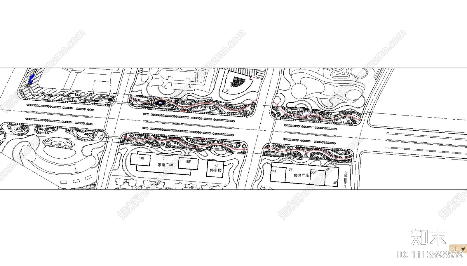 城市大道景观平面布置图施工图下载【ID:1113598839】