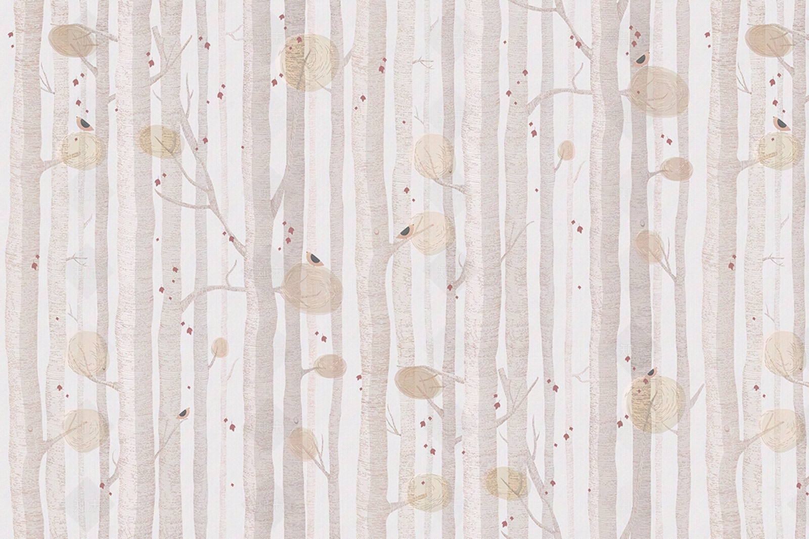 浅咖卡通植物森林儿童壁画贴图下载【ID:1113603825】